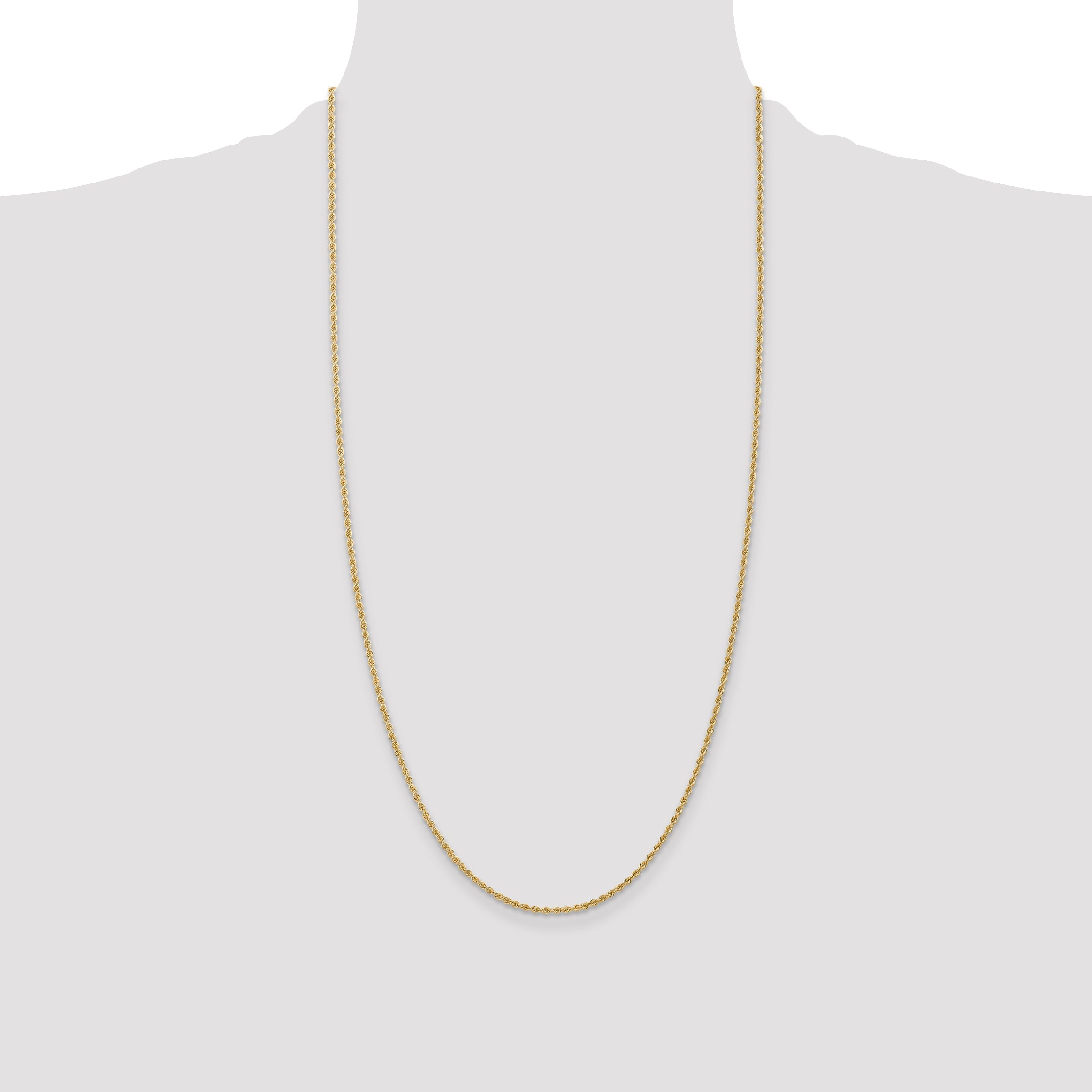 14k Yellow Gold 28 inch 1.5mm Regular Rope with Lobster Clasp Chain Necklace