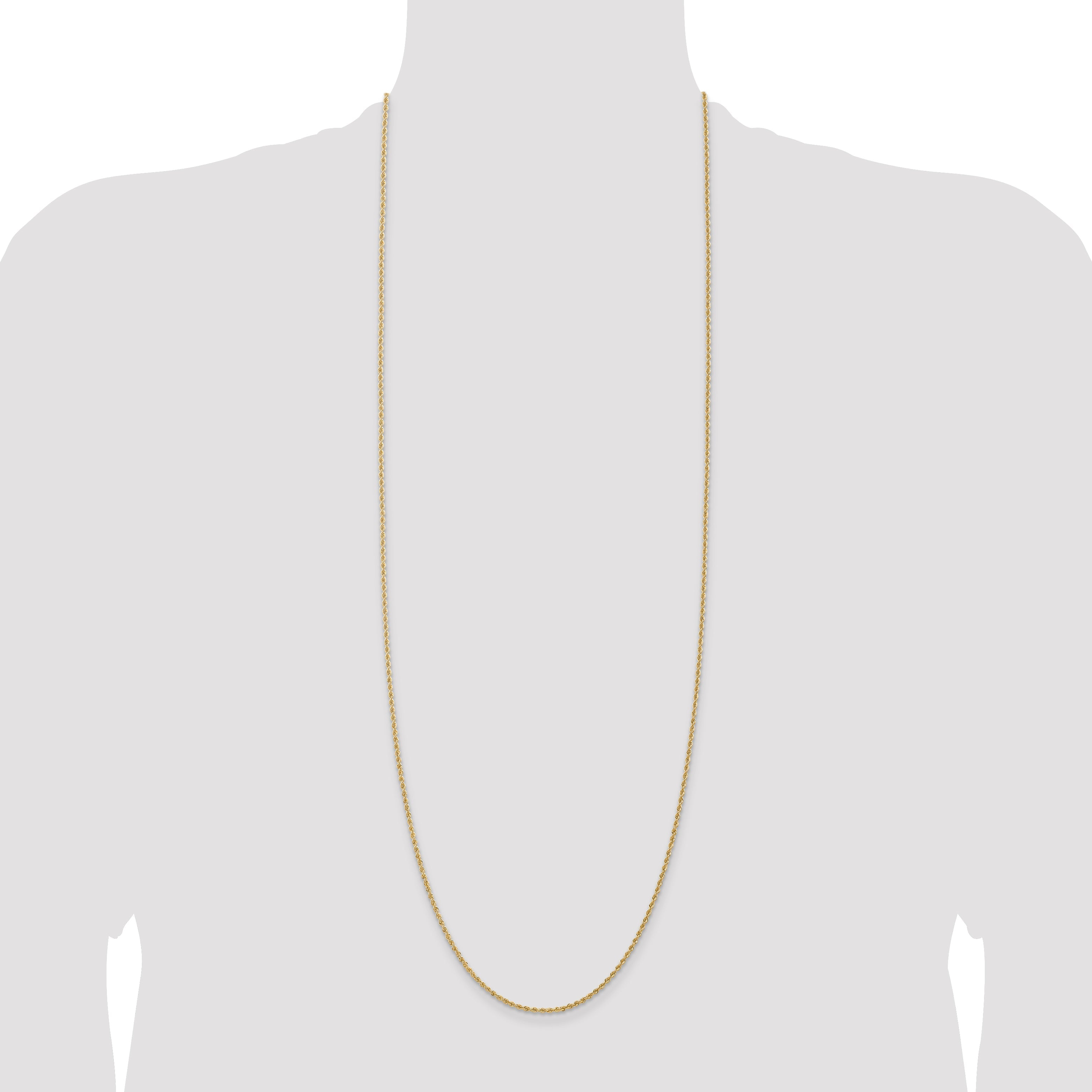 14k Yellow Gold 36 inch 1.5mm Regular Rope with Lobster Clasp Chain Necklace