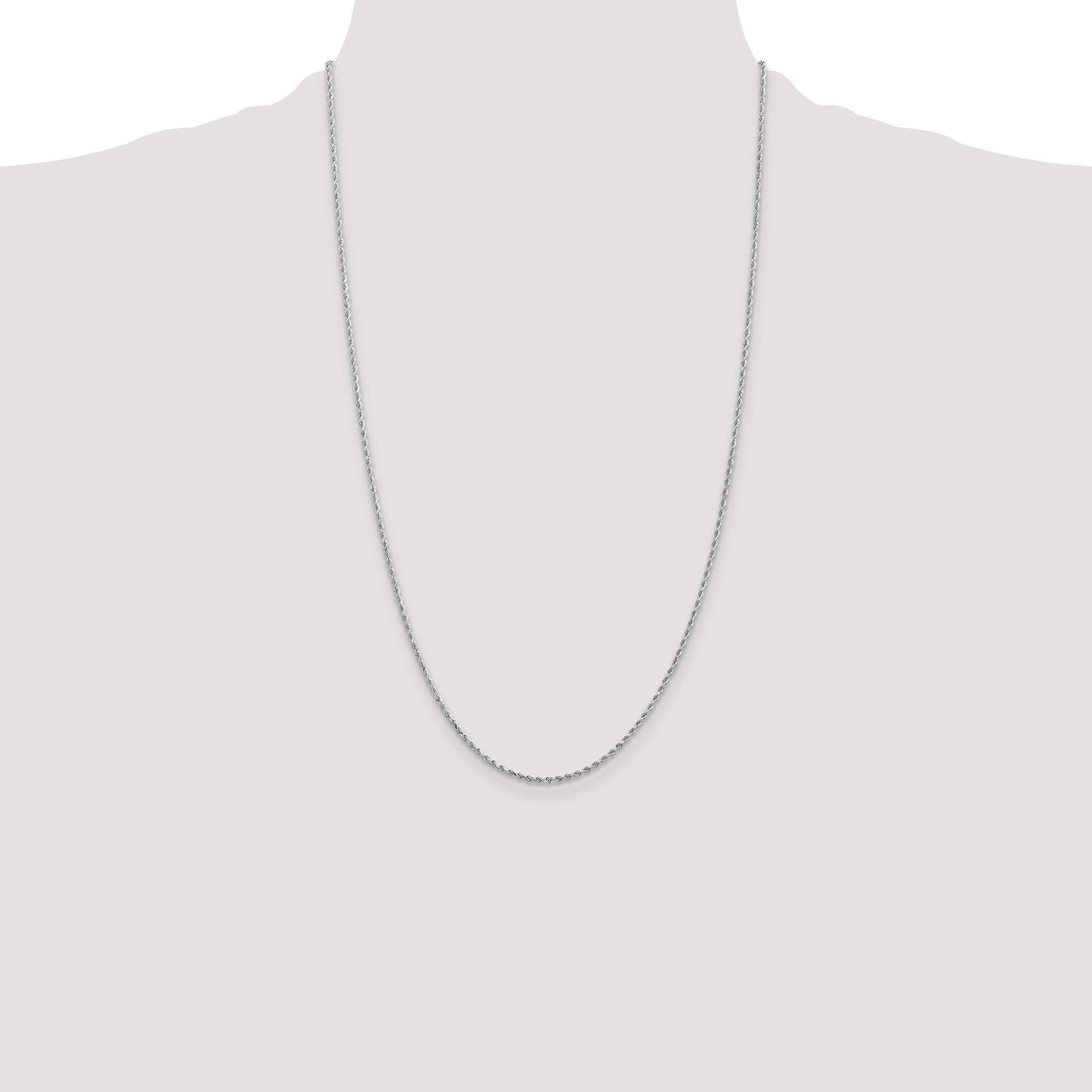 14k White Gold 26 inch 1.5mm Diamond-cut Rope with Lobster Clasp Chain Necklace