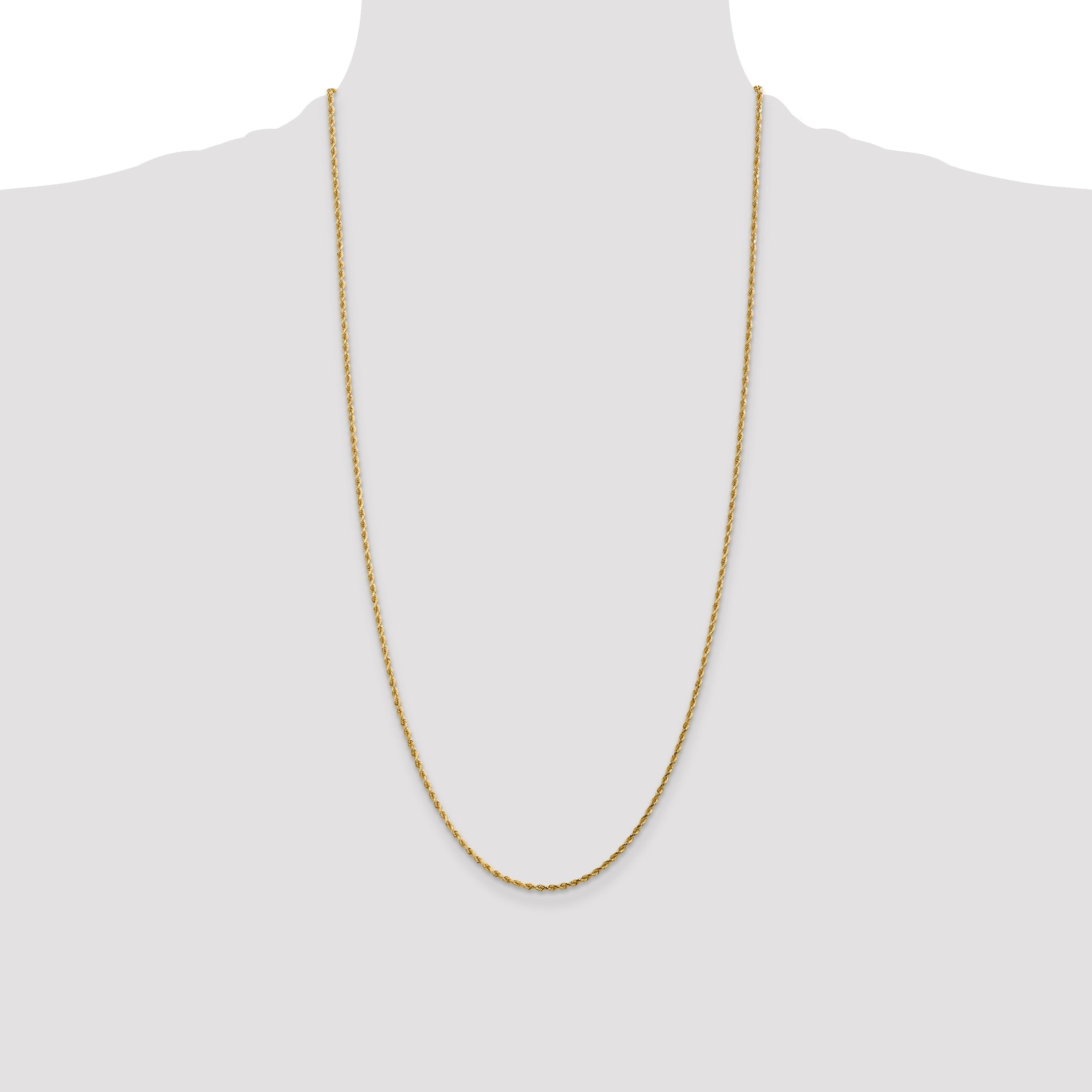 14k Yellow Gold 28 inch 1.75mm Diamond-cut Rope with Lobster Clasp Chain Necklace
