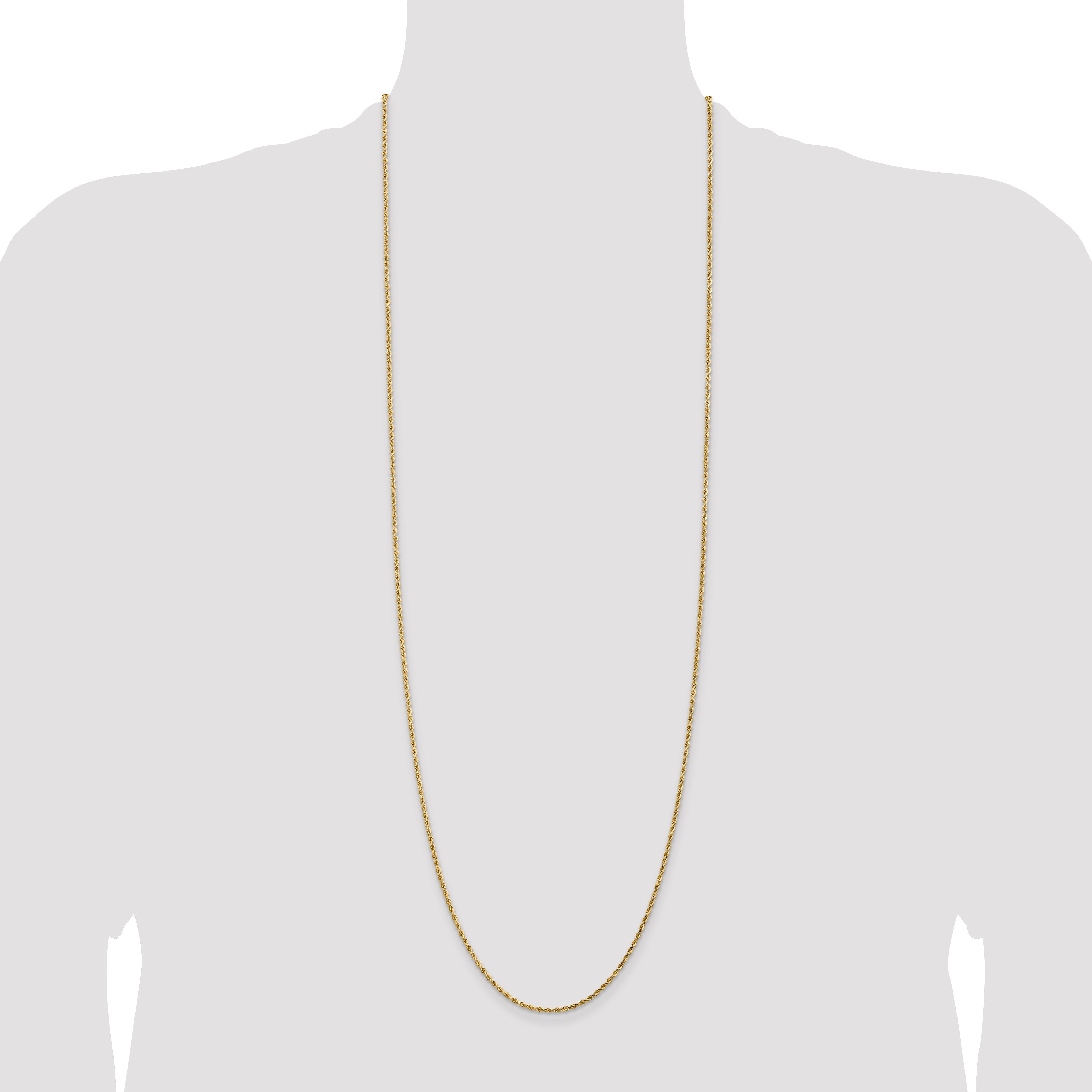 14k Yellow Gold 36 inch 1.75mm Diamond-cut Rope with Lobster Clasp Chain Necklace