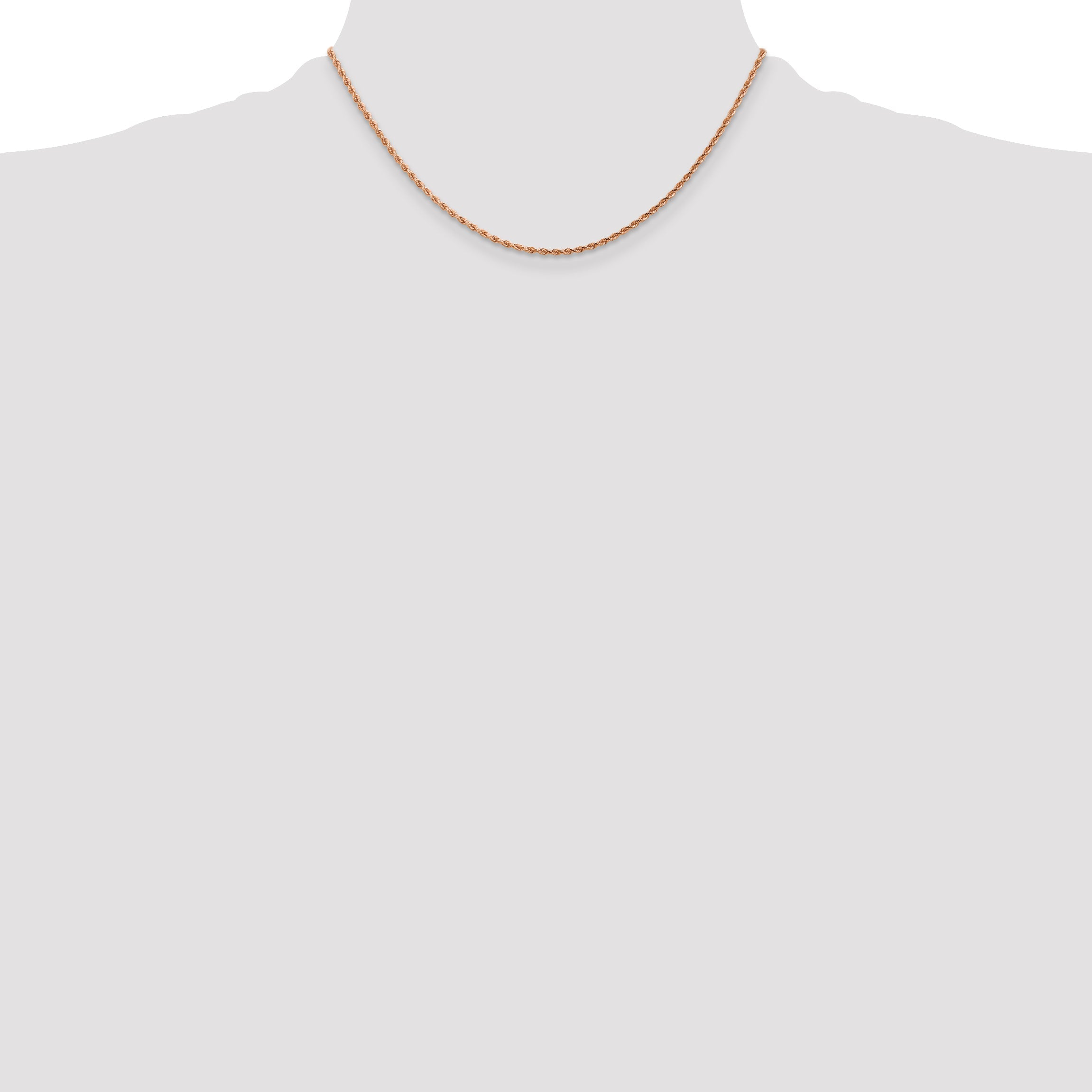 14k Rose Gold 16 inch 1.75mm Diamond-cut Rope with Lobster Clasp Chain Necklace