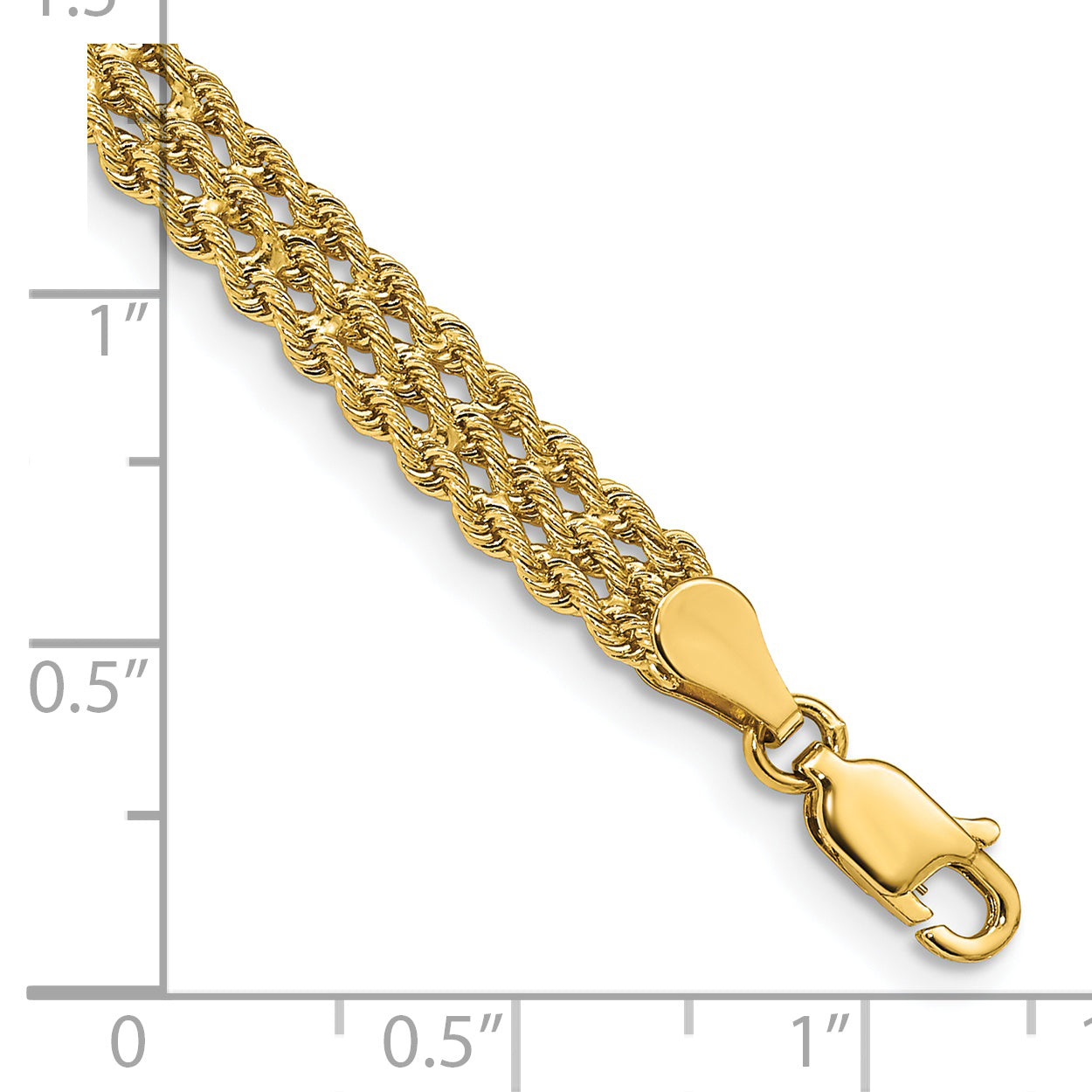 14k Yellow Gold 5.5mm Triple Strand Rope Bracelet