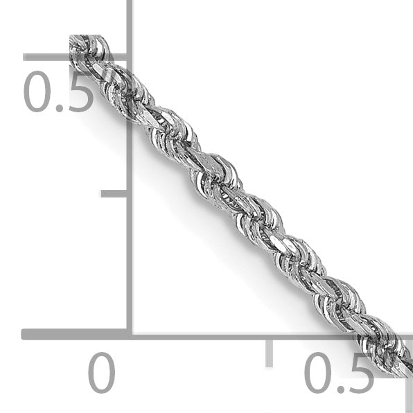 14k White Gold 14 inch 1.75mm Diamond-cut Rope with Lobster Clasp Chain Necklace