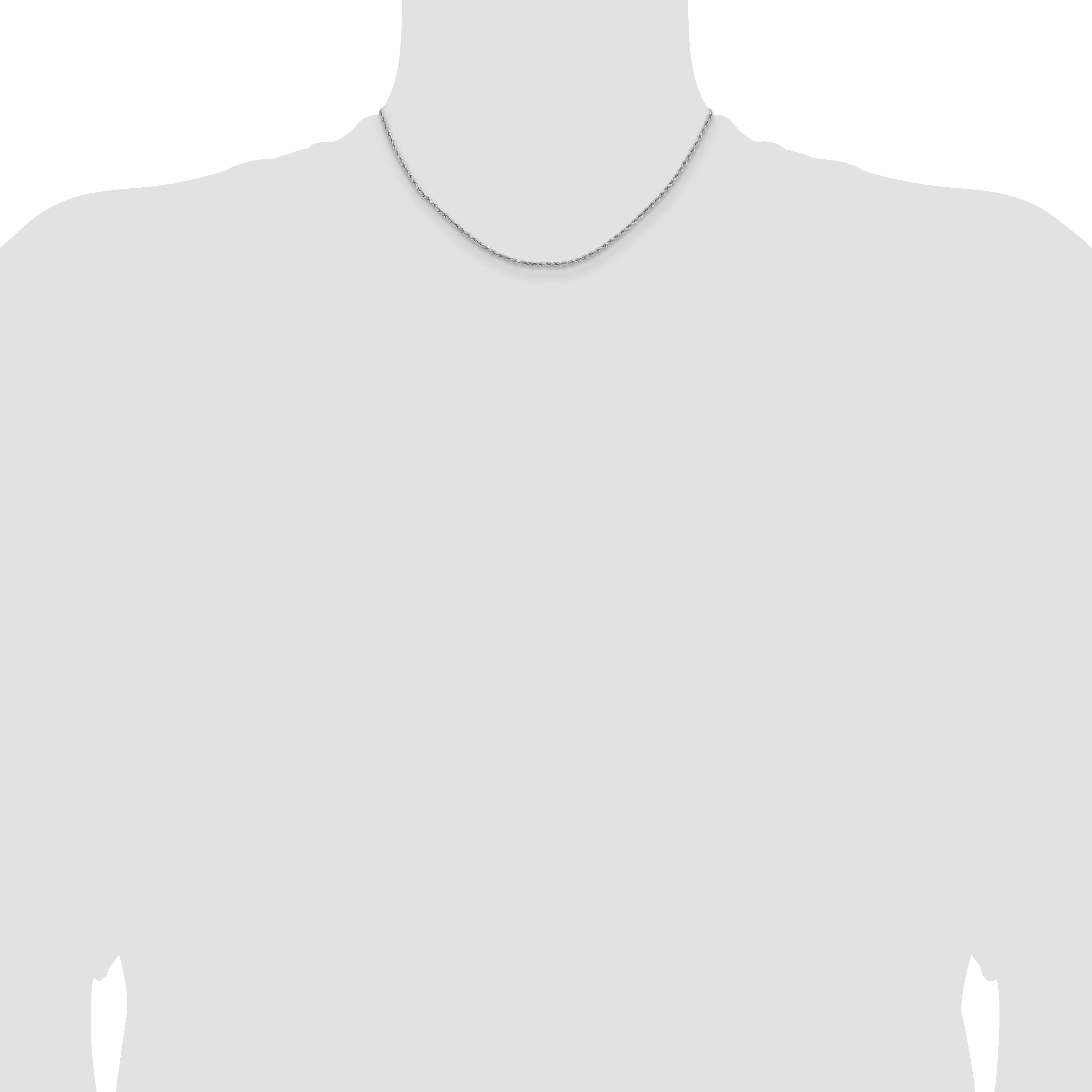 16 Inch 14k White Gold 1.8mm Lightweight D/C Rope with Lobster Clasp Chain Necklace