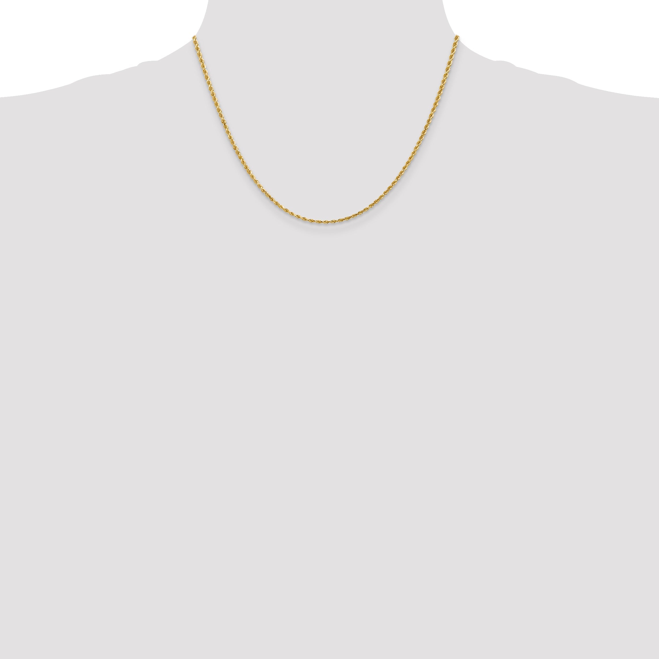 14k Yellow Gold 18 inch 2mm Diamond-cut Rope with Lobster Clasp Chain Necklace