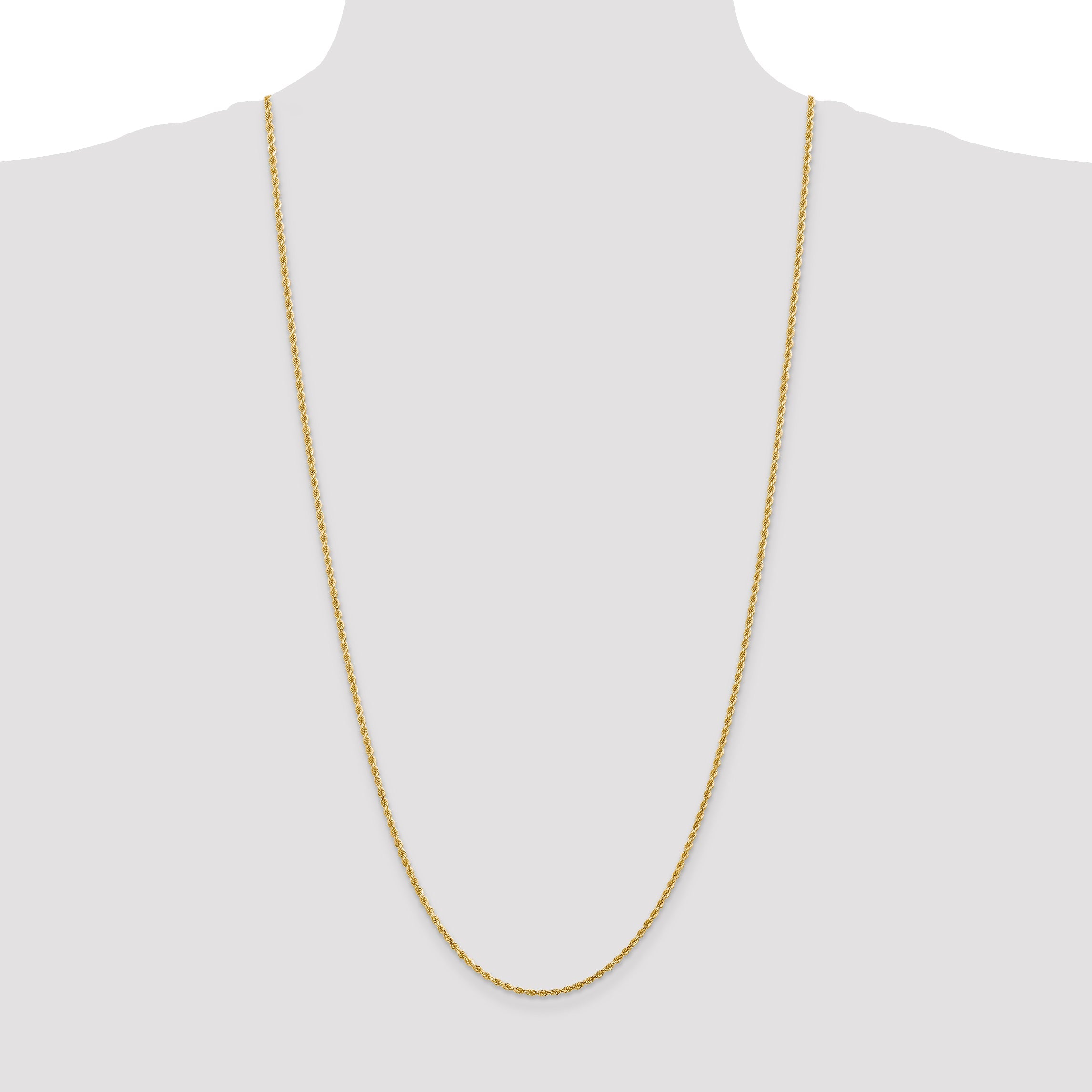 14k Yellow Gold 30 inch 2mm Diamond-cut Rope with Lobster Clasp Chain Necklace