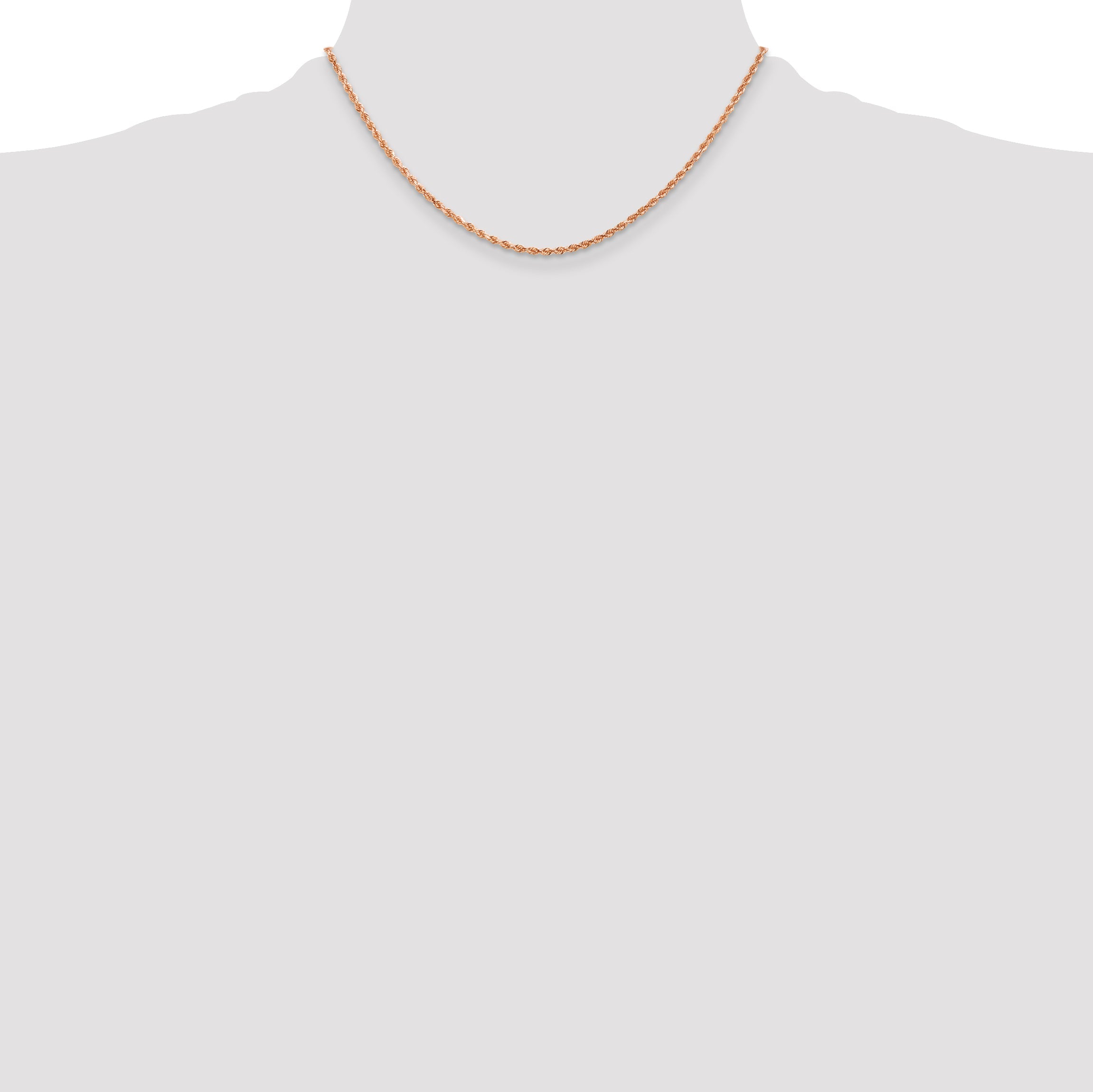 14k Rose Gold 16 inch 2mm Diamond-cut Rope with Lobster Clasp Chain Necklace