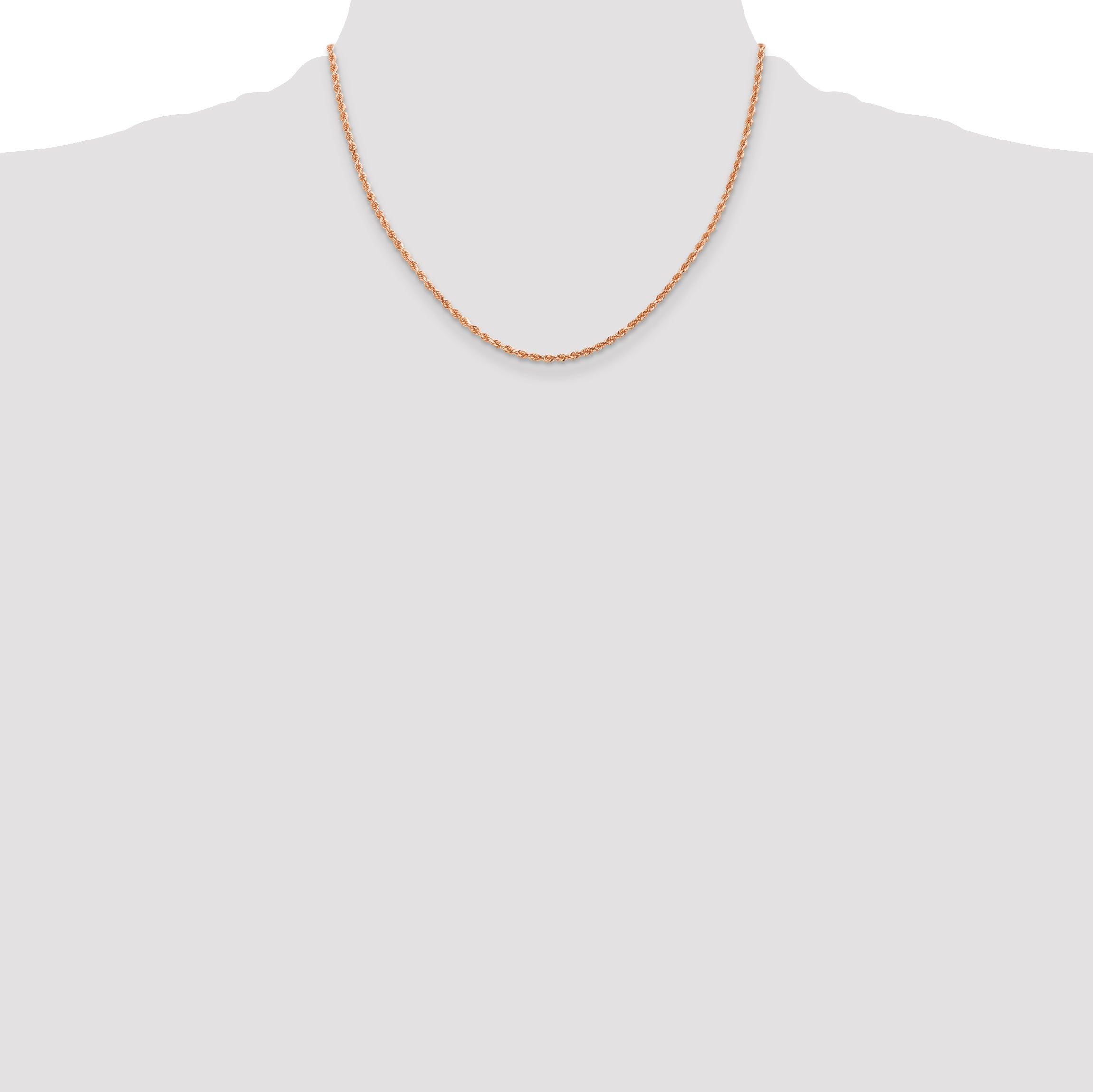 14k Rose Gold 18 inch 2mm Diamond-cut Rope with Lobster Clasp Chain Necklace