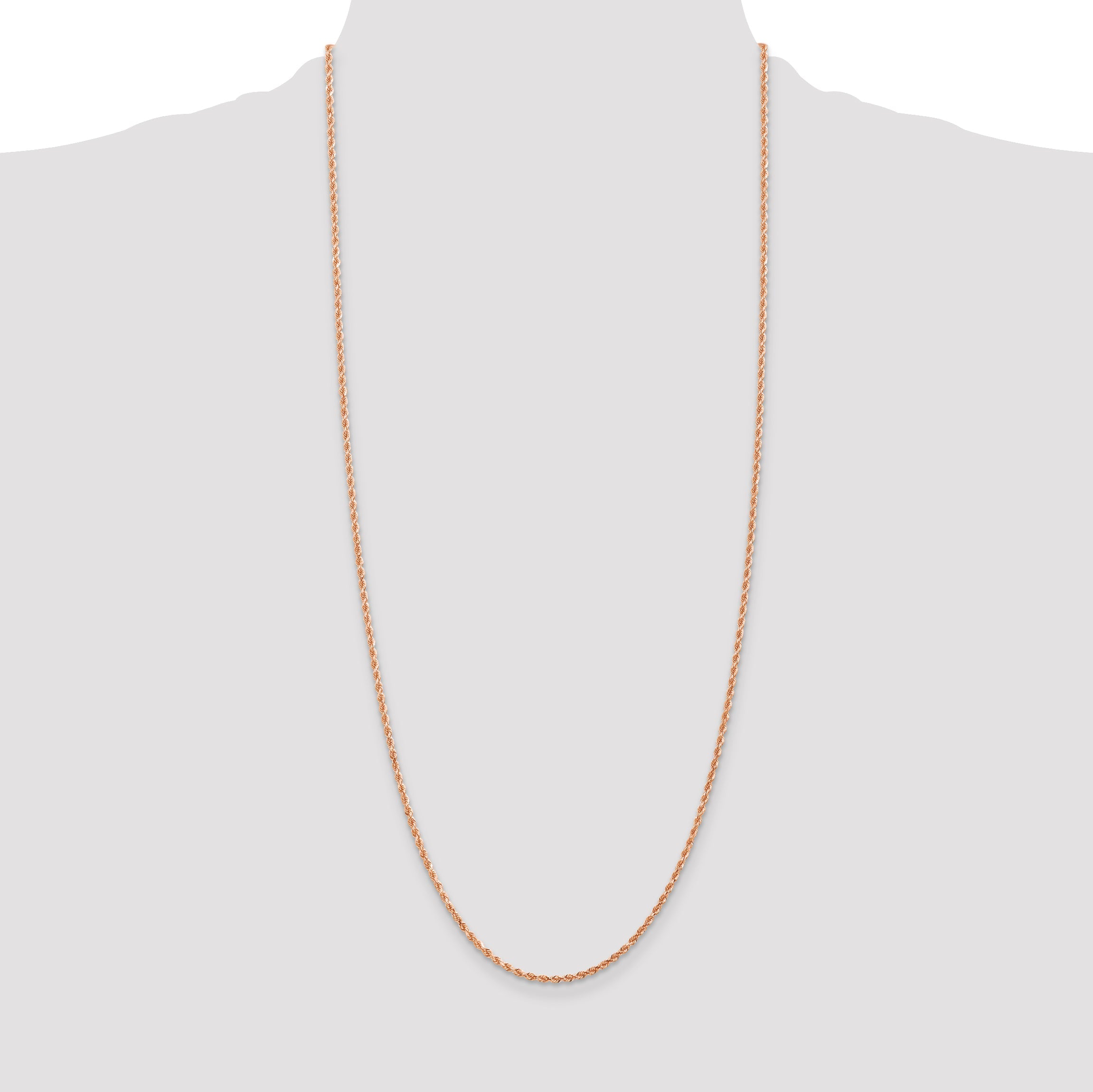 14k Rose Gold 30 inch 2mm Diamond-cut Rope with Lobster Clasp Chain Necklace
