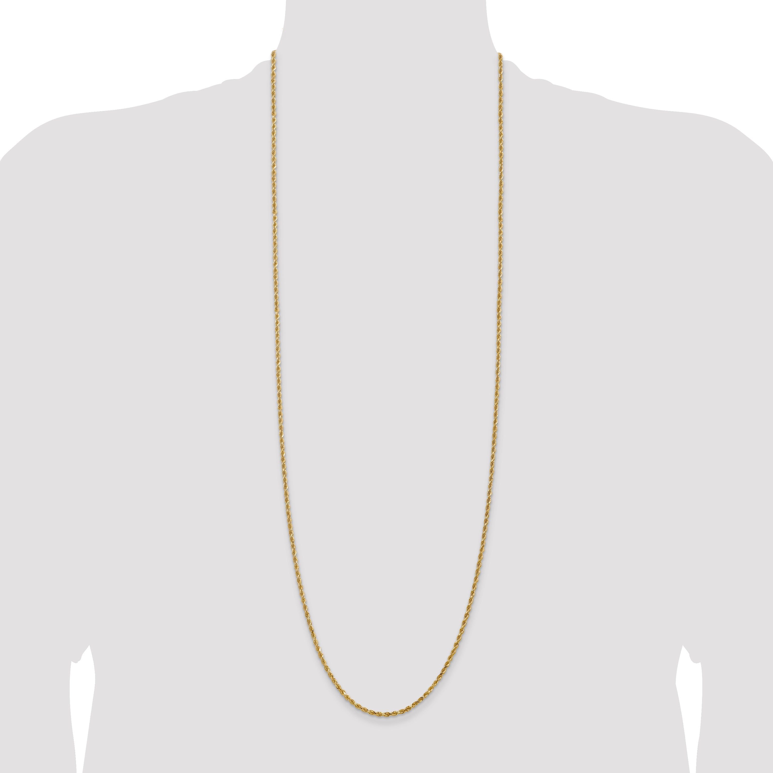 14k Yellow Gold 36 inch 2.25mm Diamond-cut Rope with Lobster Clasp Chain Necklace