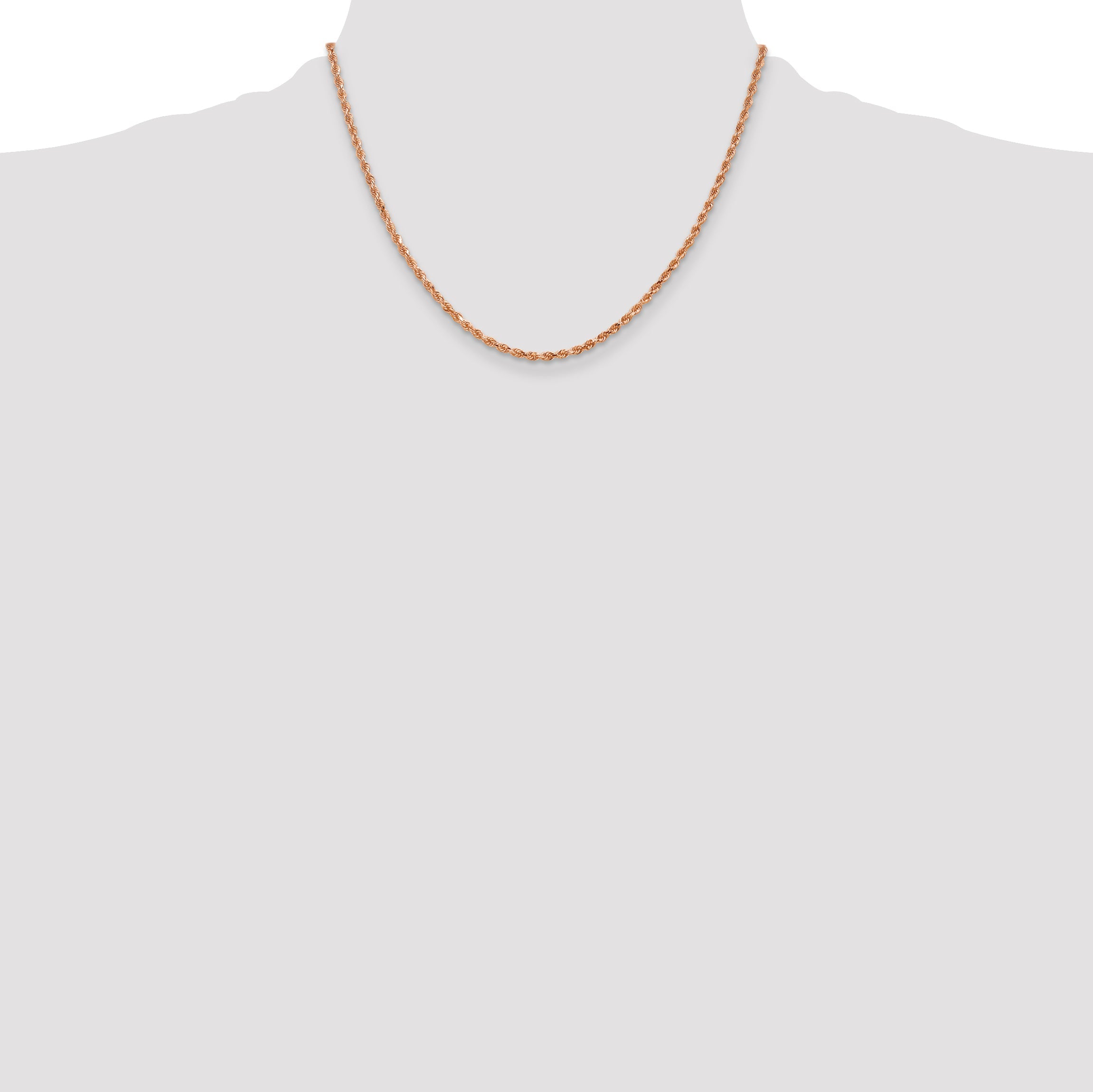 14k Rose Gold 18 inch 2.25mm Diamond-cut Rope with Lobster Clasp Chain Necklace