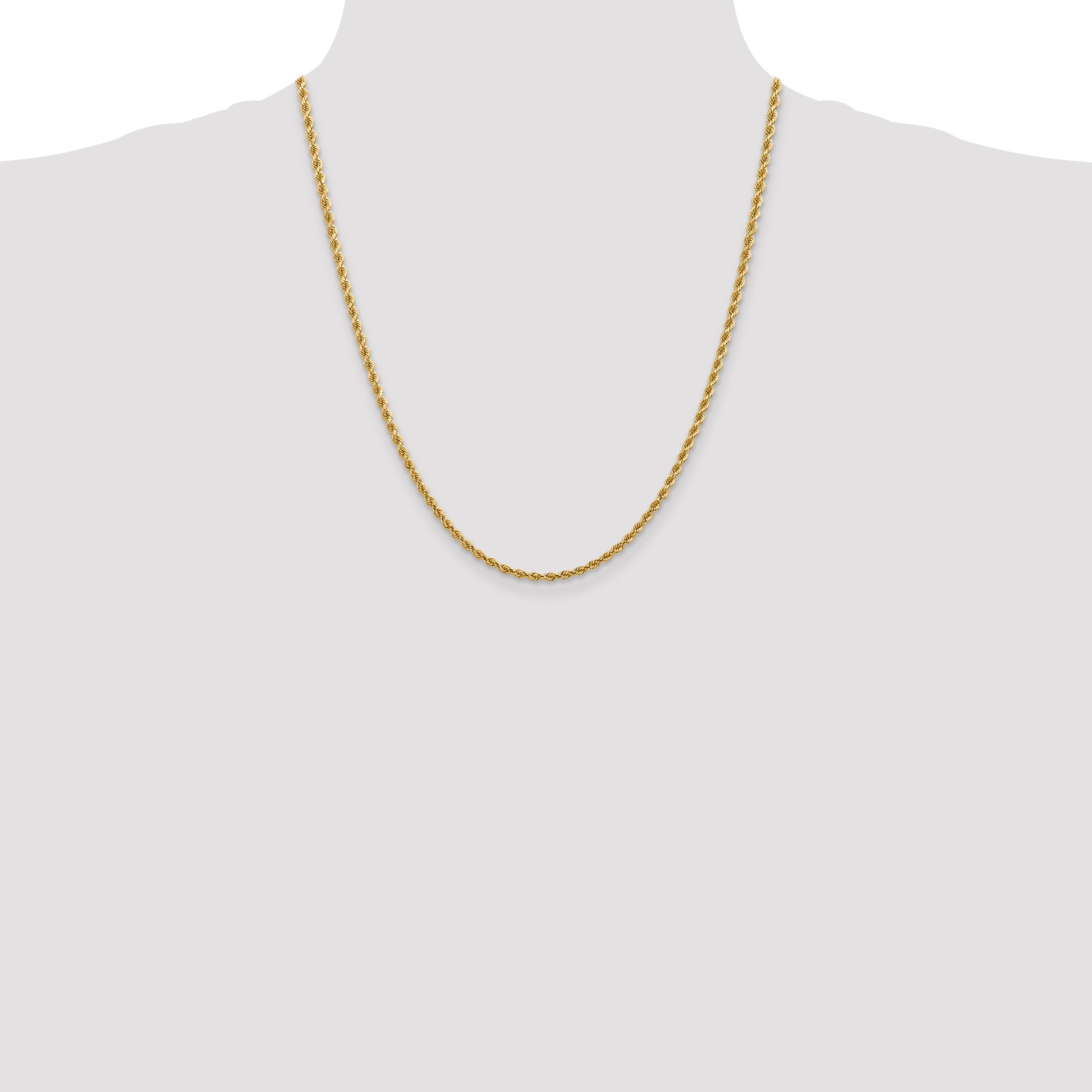 14k Yellow Gold 22 inch 2.75mm Diamond-cut Rope with Lobster Clasp Chain Necklace