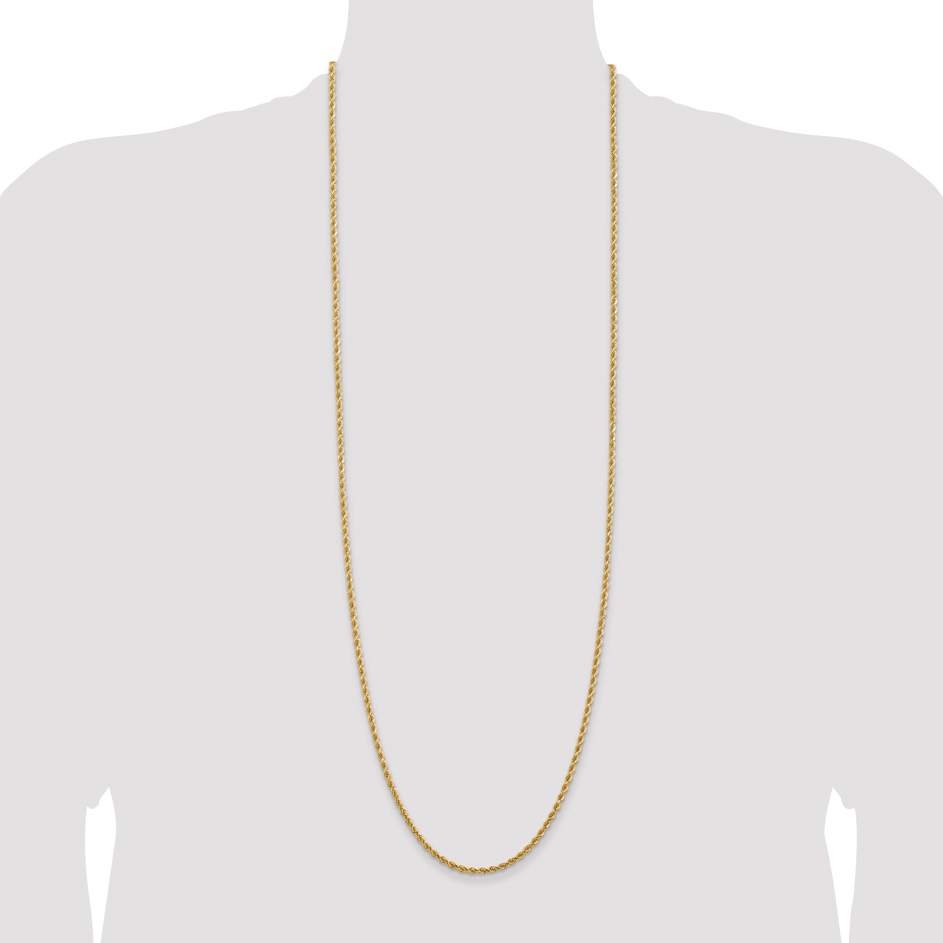 14k Yellow Gold 36 inch 2.75mm Diamond-cut Rope with Lobster Clasp Chain Necklace