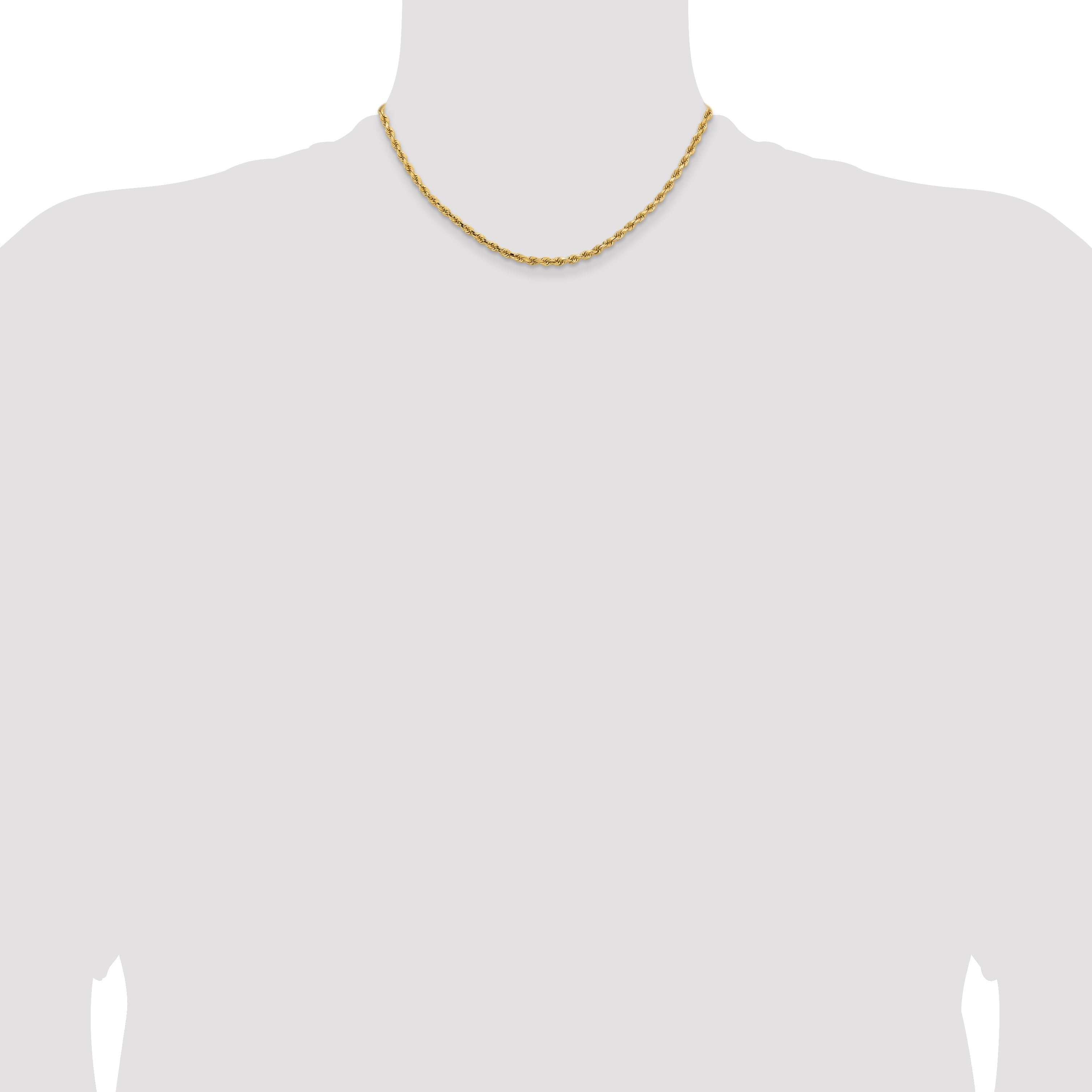 14k Yellow Gold 16 inch 3.25mm Diamond-cut Rope with Lobster Clasp Chain Necklace