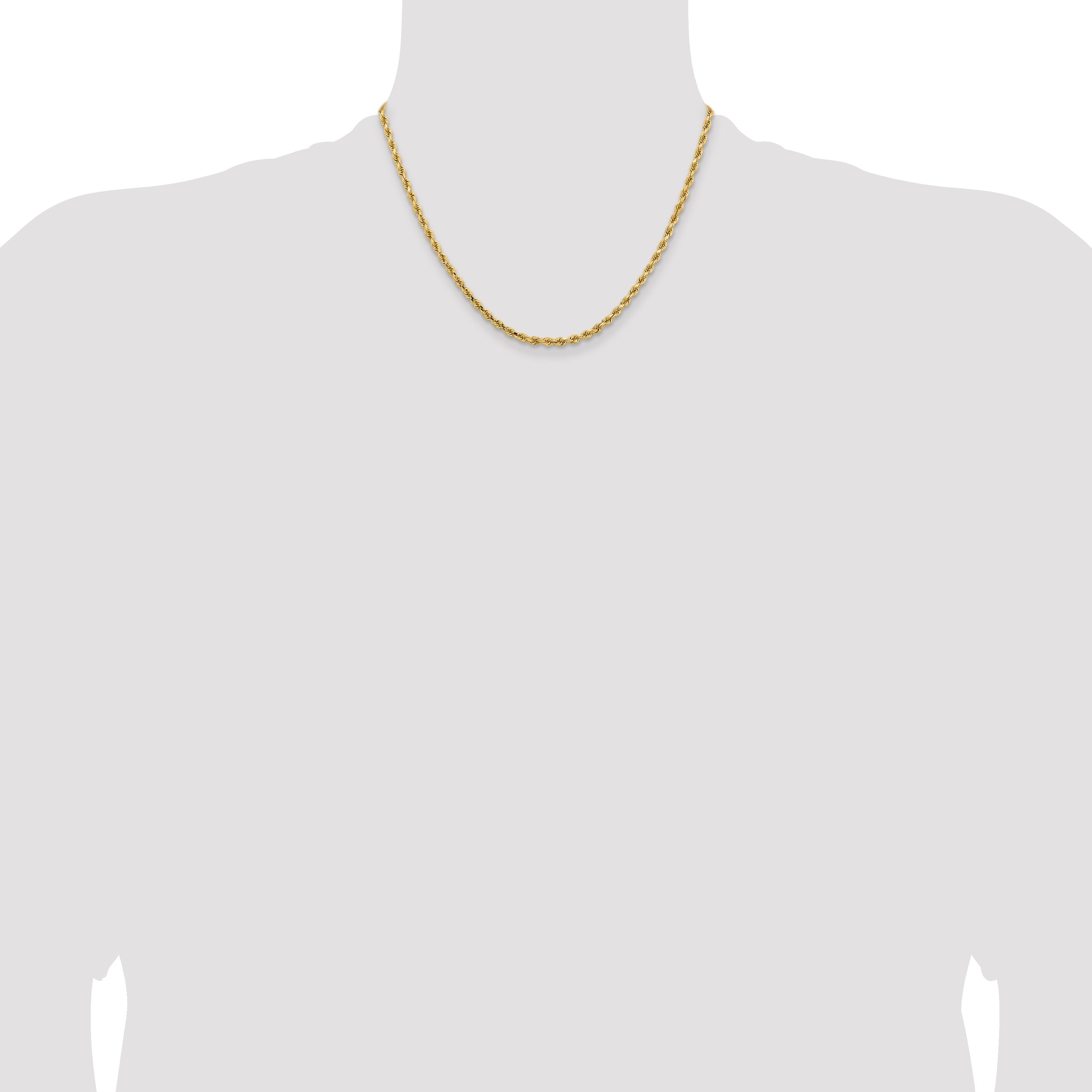 14k Yellow Gold 18 inch 3.25mm Diamond-cut Rope with Lobster Clasp Chain Necklace