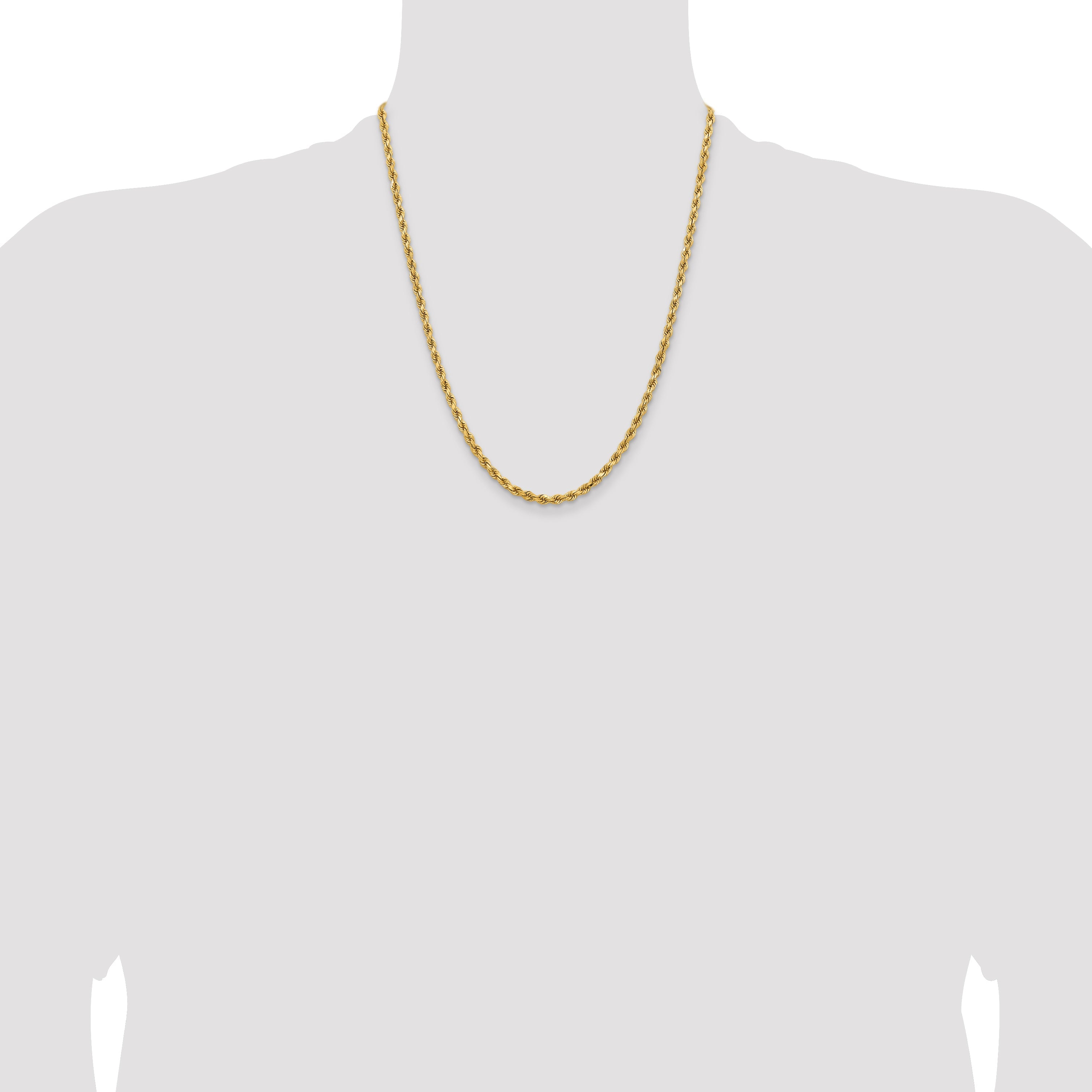 14k Yellow Gold 22 inch 3.75mm Diamond-cut Rope with Lobster Clasp Chain Necklace