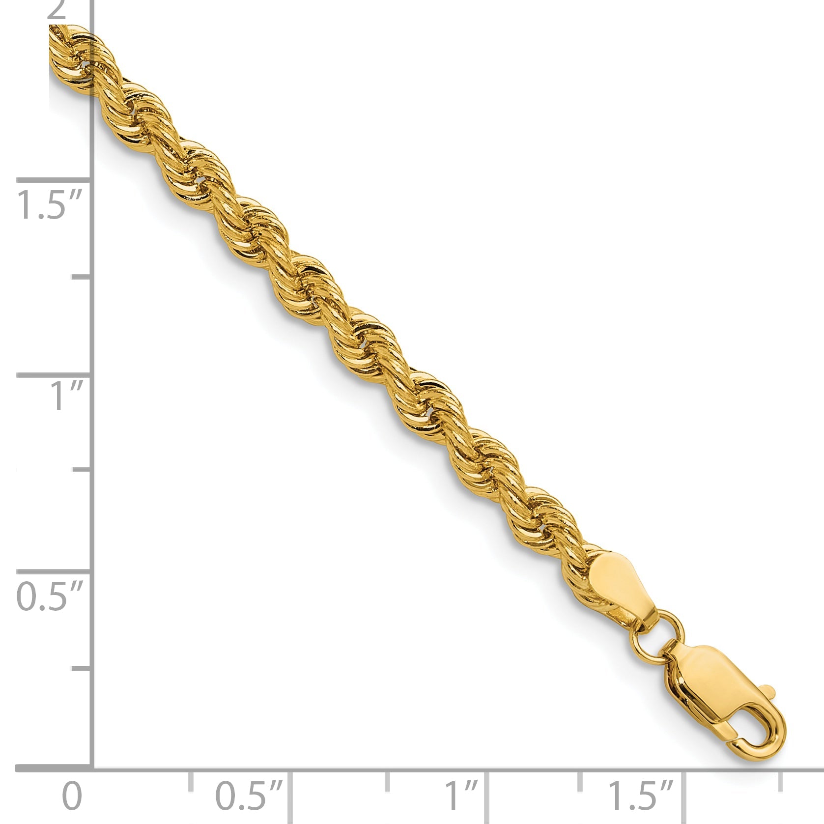 8 Inch 14k Yellow Gold 3.8mm Regular Rope Chain Bracelet