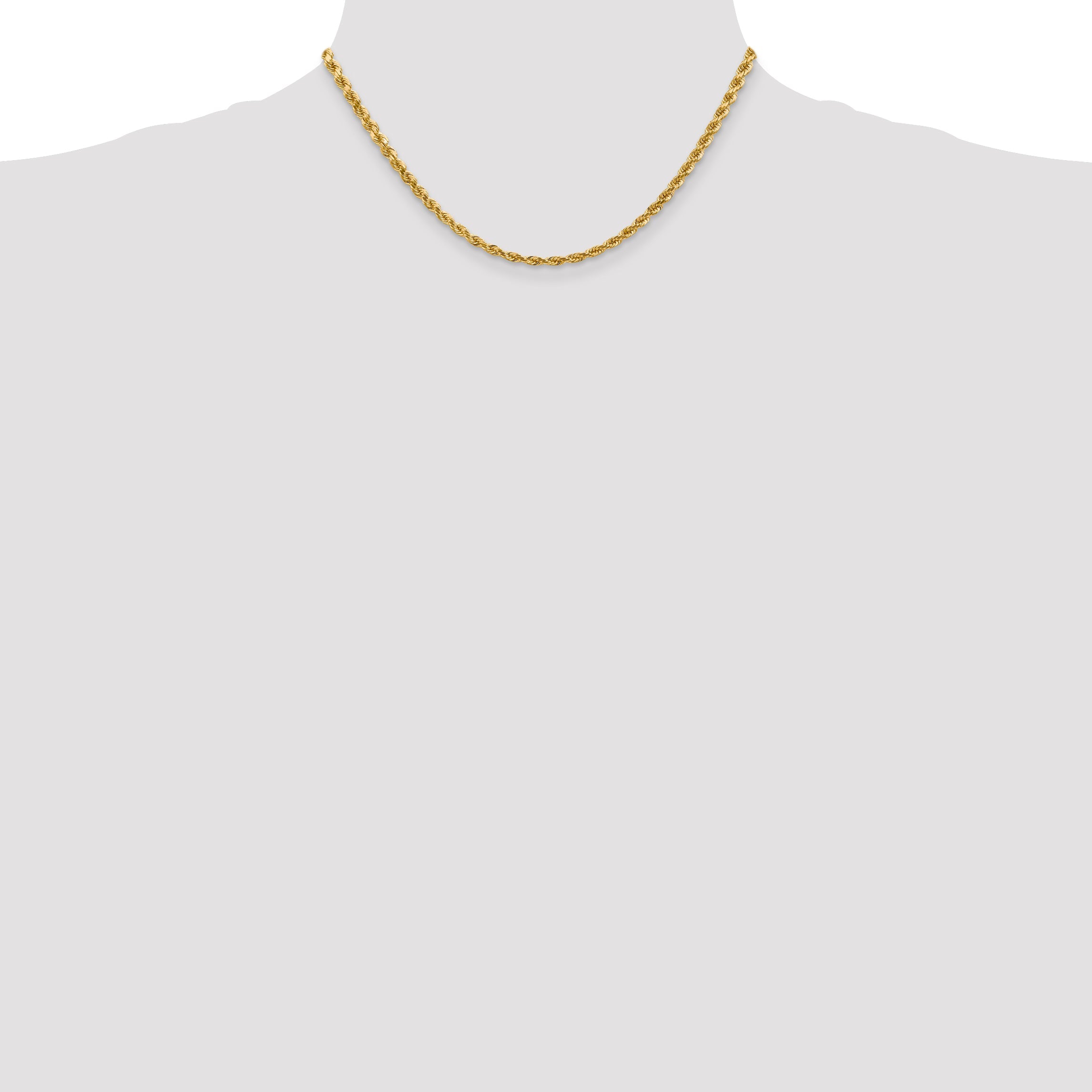 14k Yellow Gold 16 inch 4mm Diamond-cut Rope with Lobster Clasp Chain Necklace