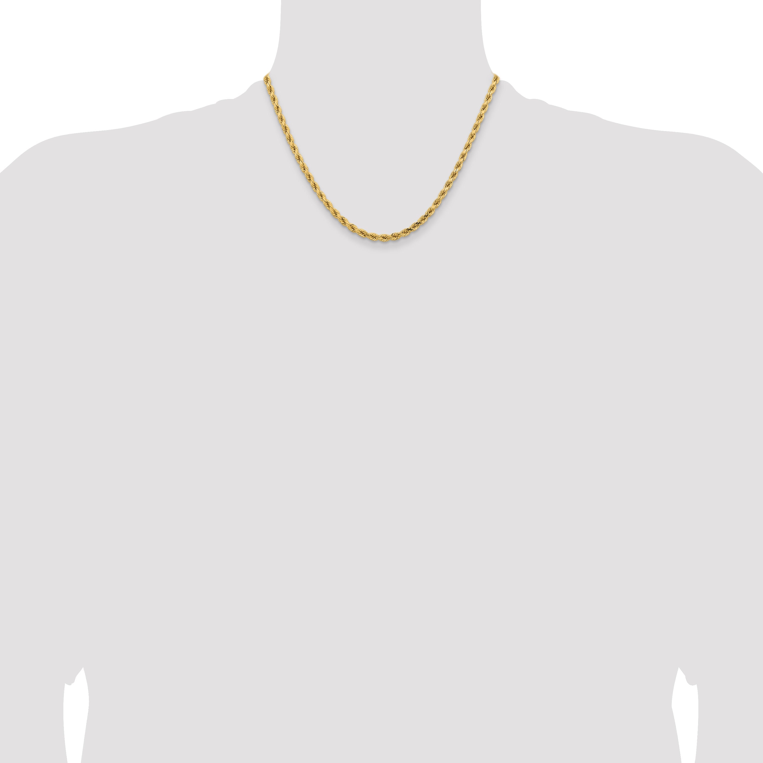 14k Yellow Gold 18 inch 4.25mm Diamond-cut Rope with Lobster Clasp Chain Necklace