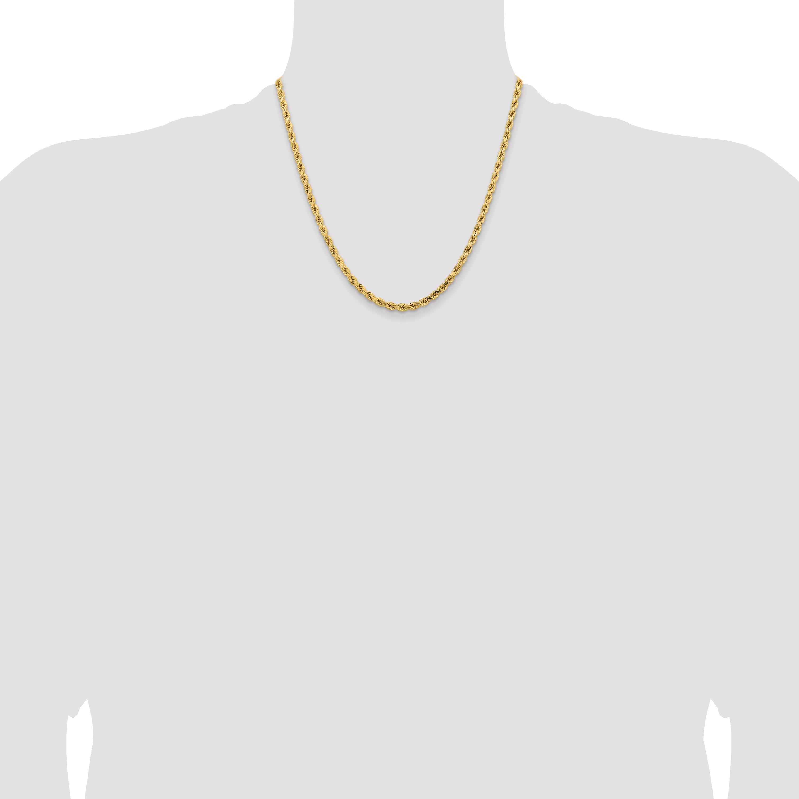 14k Yellow Gold 20 inch 4.25mm Diamond-cut Rope with Lobster Clasp Chain Necklace