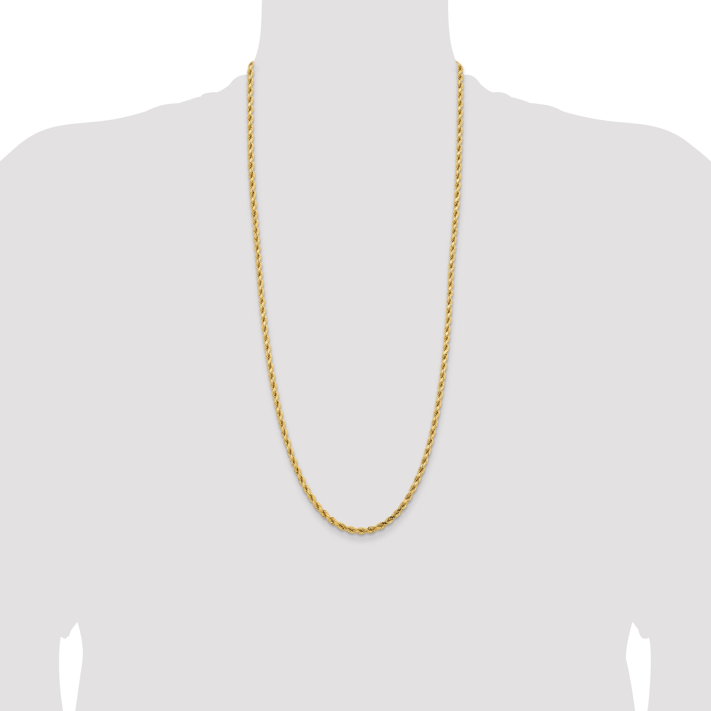 14k Yellow Gold 30 inch 4.25mm Diamond-cut Rope with Lobster Clasp Chain Necklace