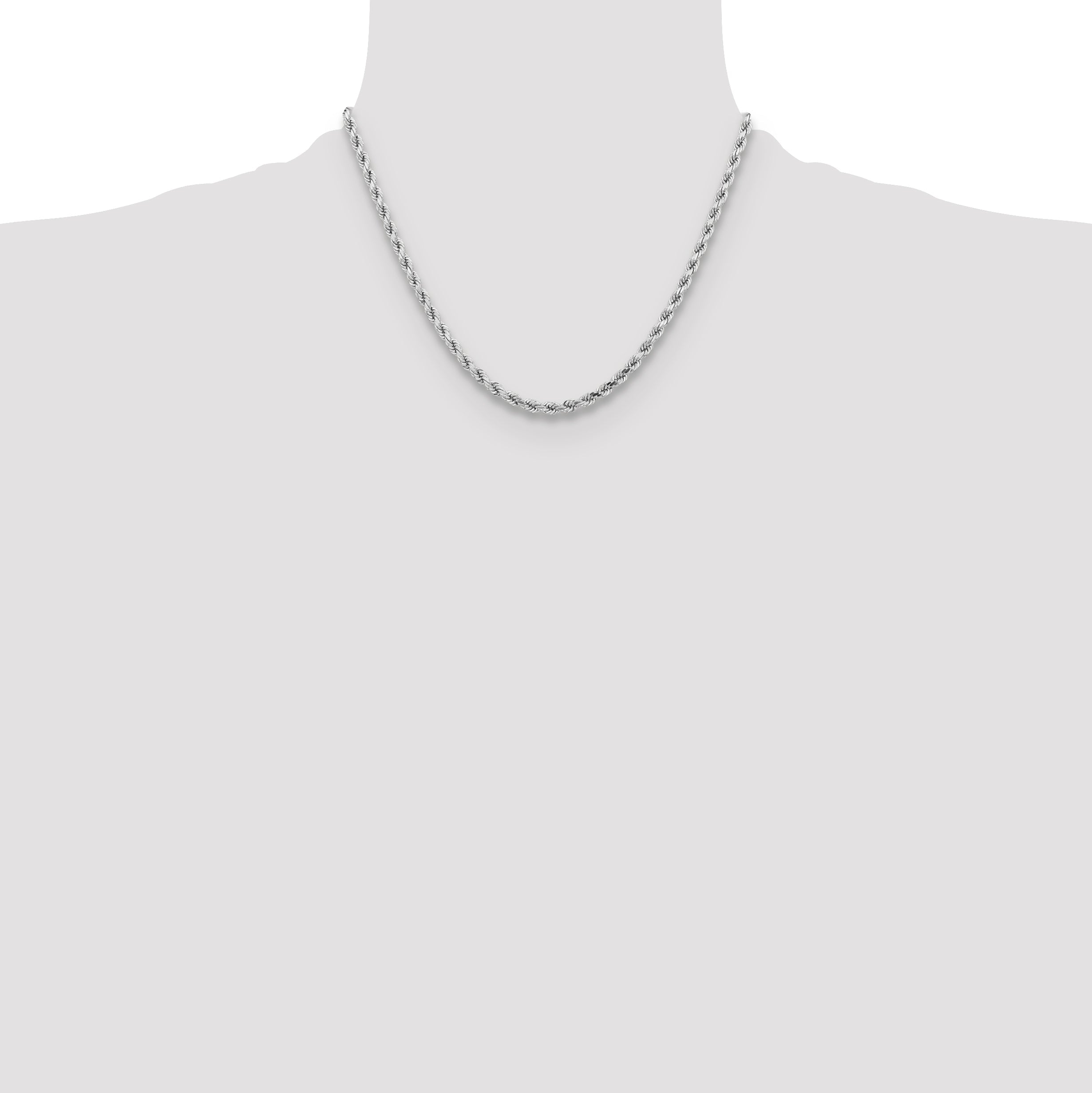 14k White Gold 18 inch 4.25mm Diamond-cut Rope with Lobster Clasp Chain Necklace
