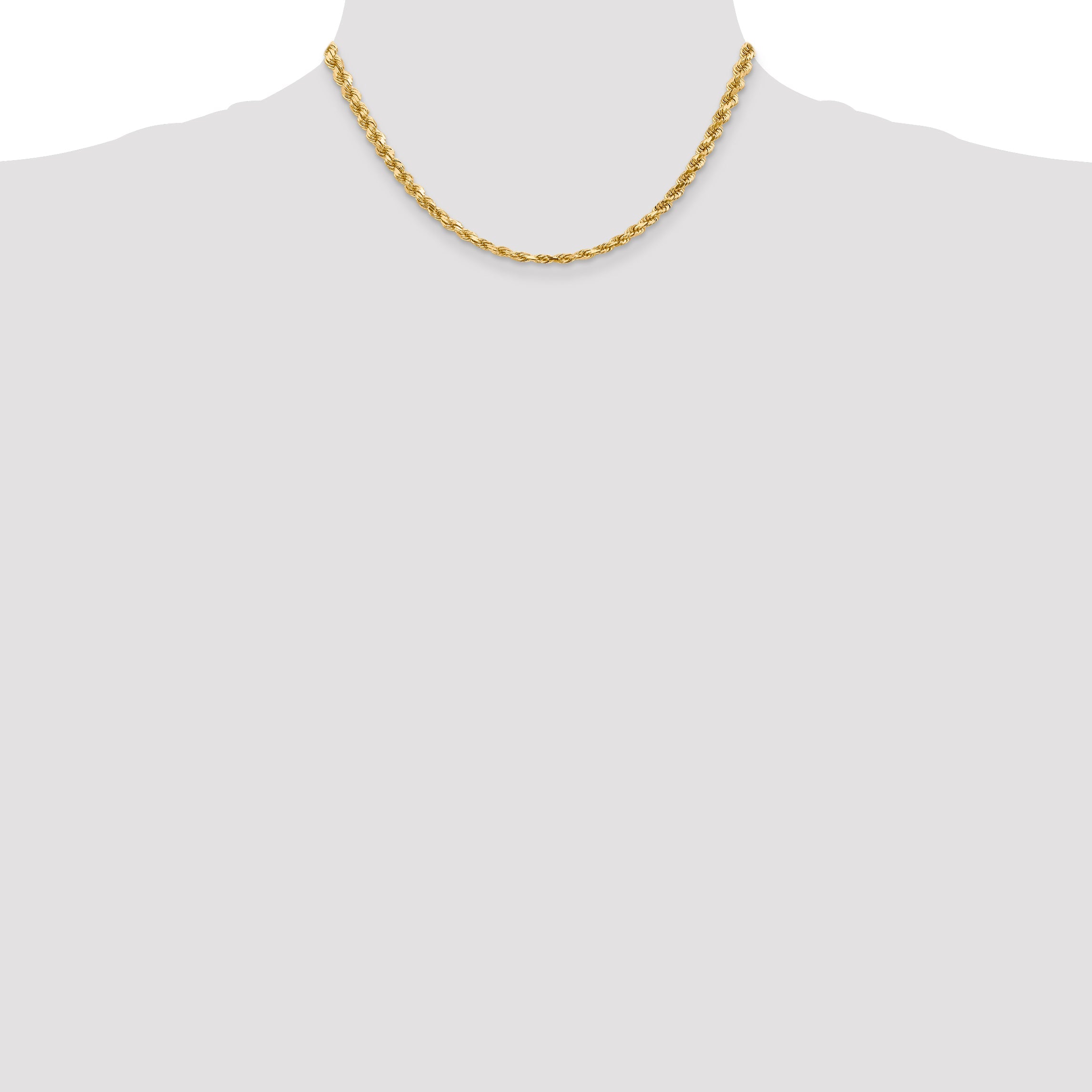 14k Yellow Gold 16 inch 4.5mm Diamond-cut Rope with Lobster Clasp Chain Necklace