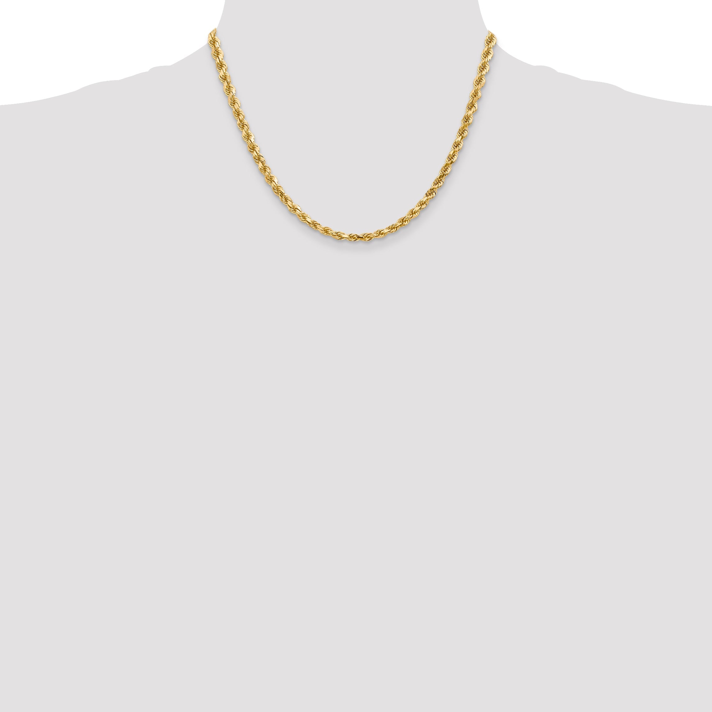 14k Yellow Gold 18 inch 4.5mm Diamond-cut Rope with Lobster Clasp Chain Necklace