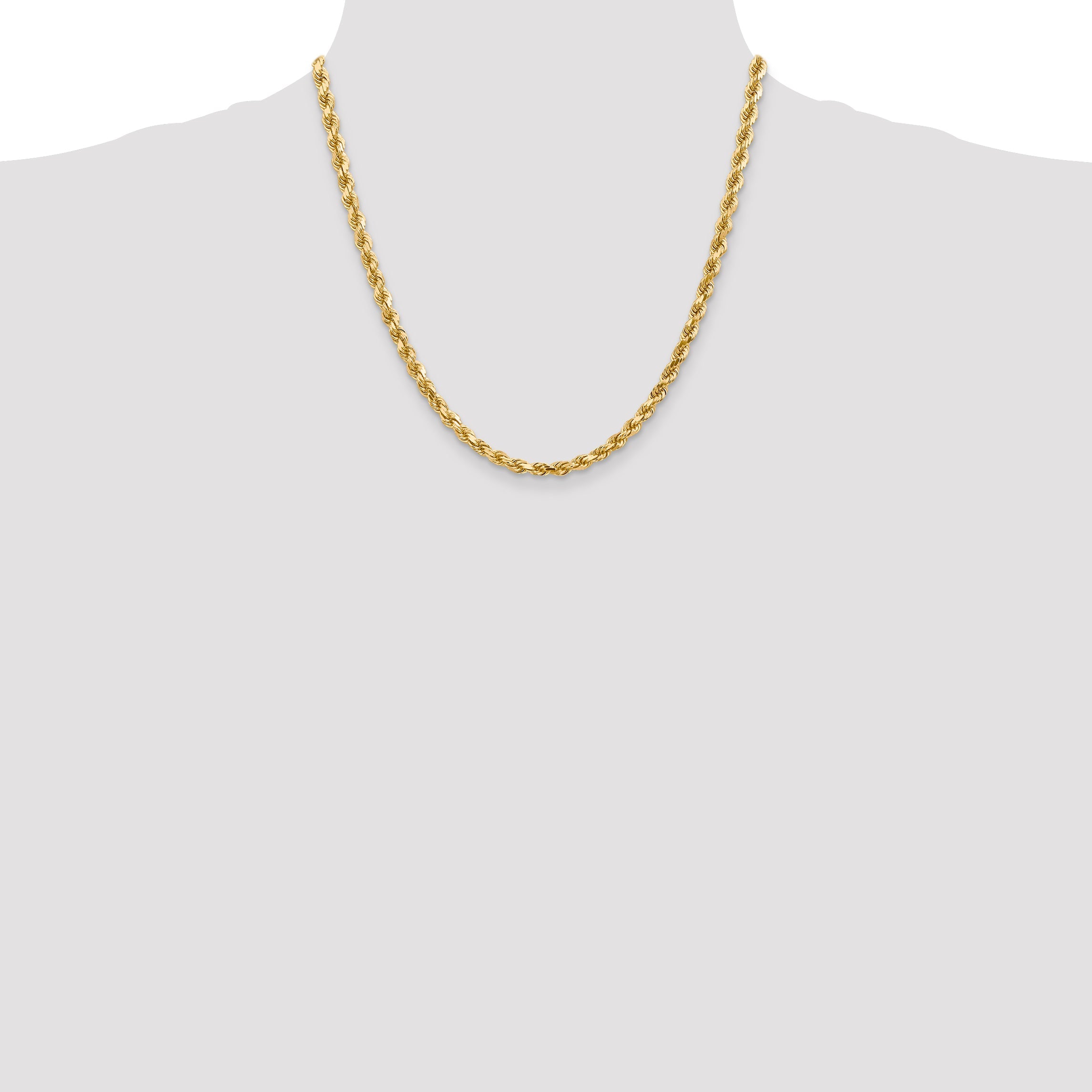 14k Yellow Gold 20 inch 4.5mm Diamond-cut Rope with Lobster Clasp Chain Necklace