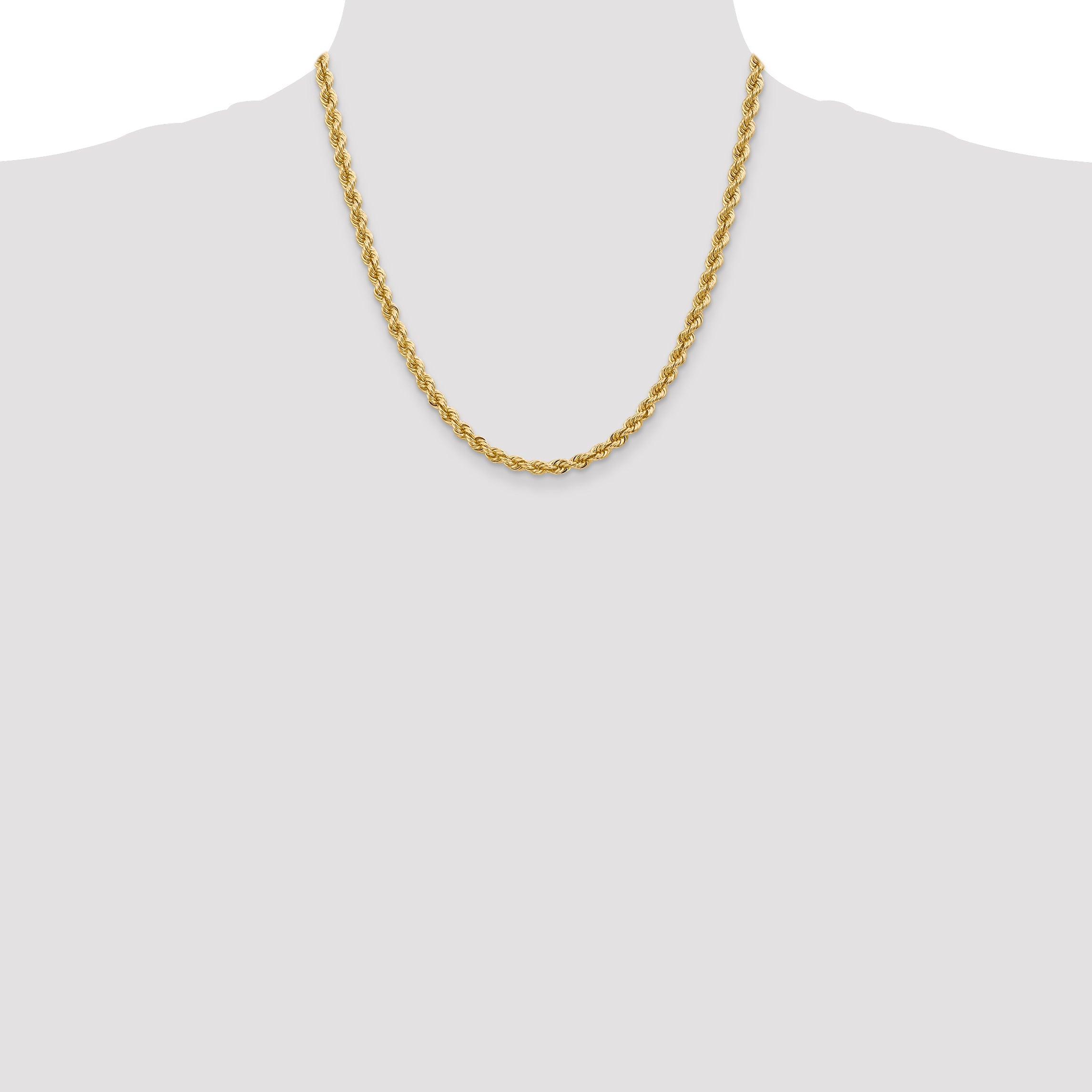 14k Yellow Gold 20 inch 5mm Regular Rope with Lobster Clasp Chain Necklace