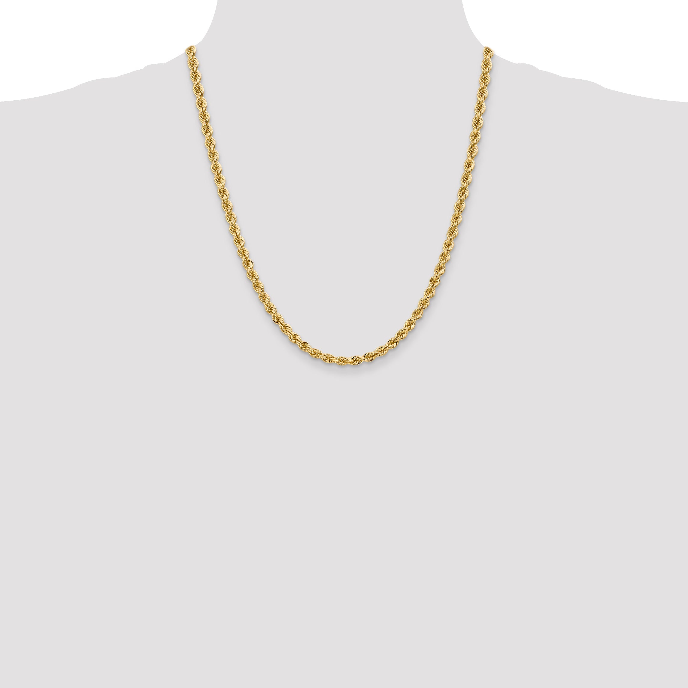 14k Yellow Gold 22 inch 5mm Regular Rope with Lobster Clasp Chain Necklace