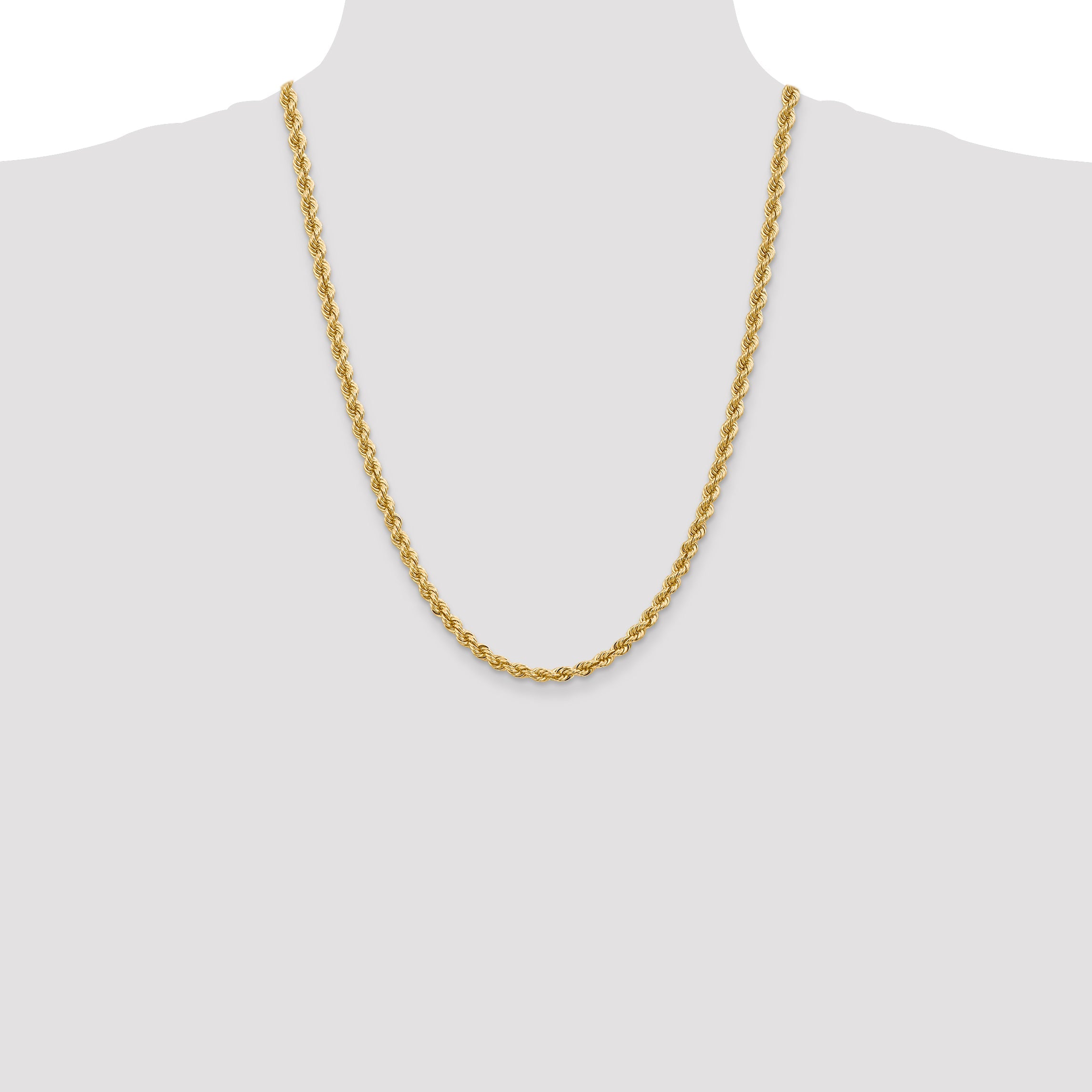 14k Yellow Gold 24 inch 5mm Regular Rope with Lobster Clasp Chain Necklace