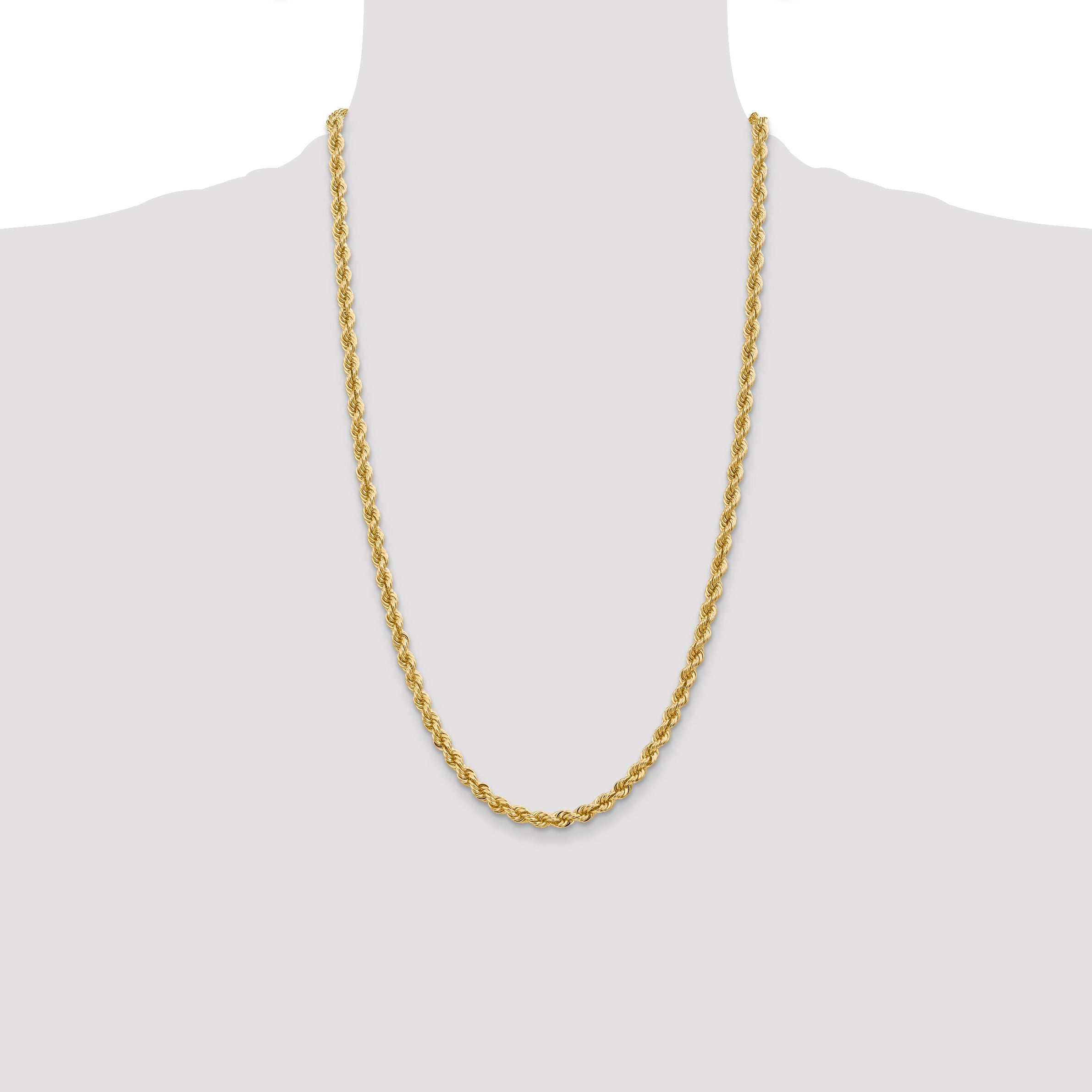 14k Yellow Gold 26 inch 5mm Regular Rope with Lobster Clasp Chain Necklace