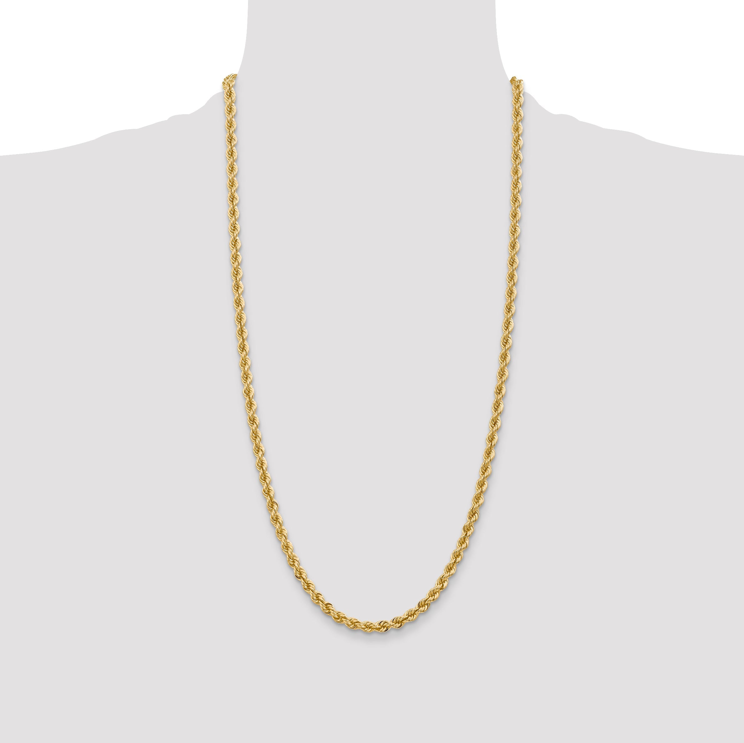 14k Yellow Gold 28 inch 5mm Regular Rope with Lobster Clasp Chain Necklace