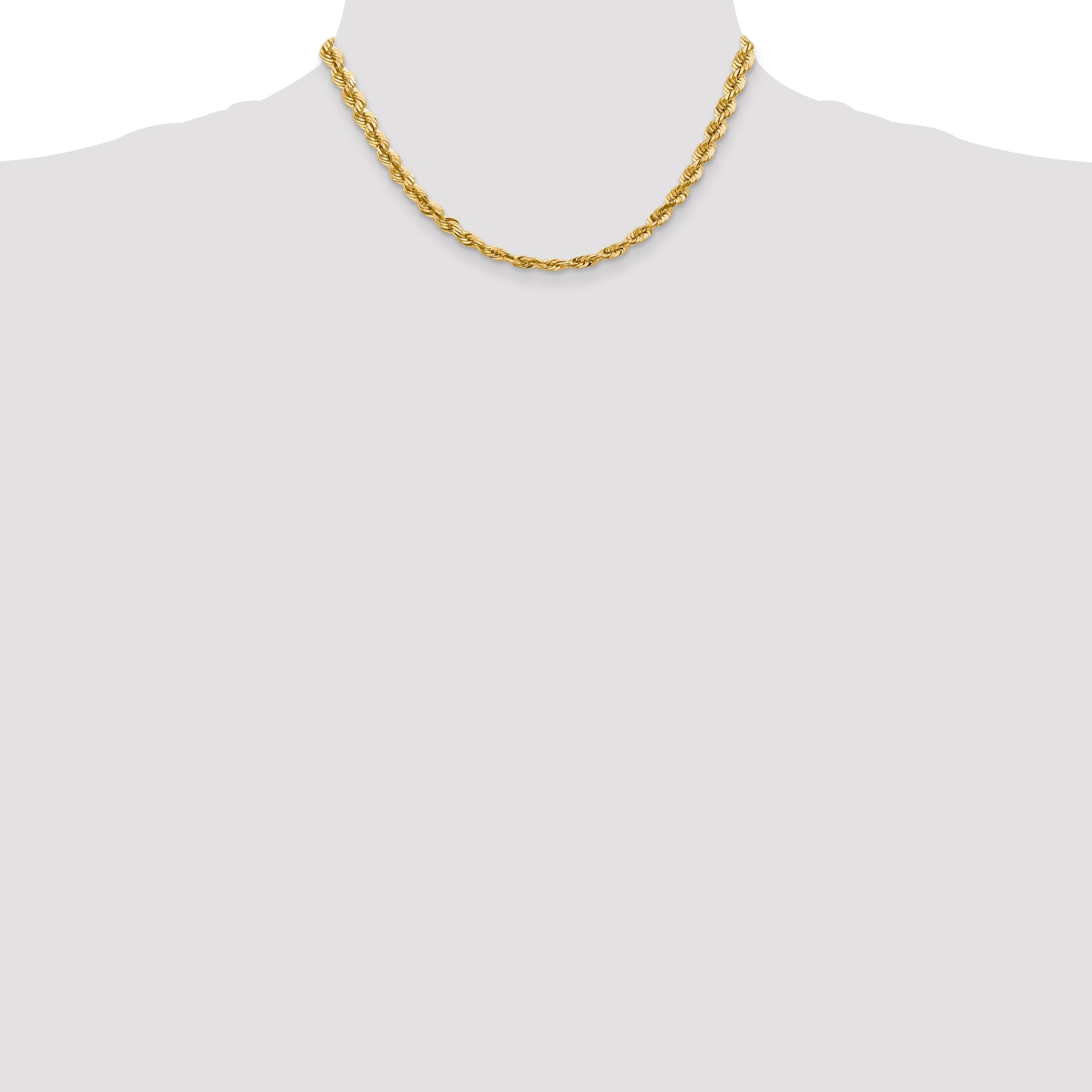 14k Yellow Gold 16 inch 5.5mm Diamond-cut Rope with Lobster Clasp Chain Necklace