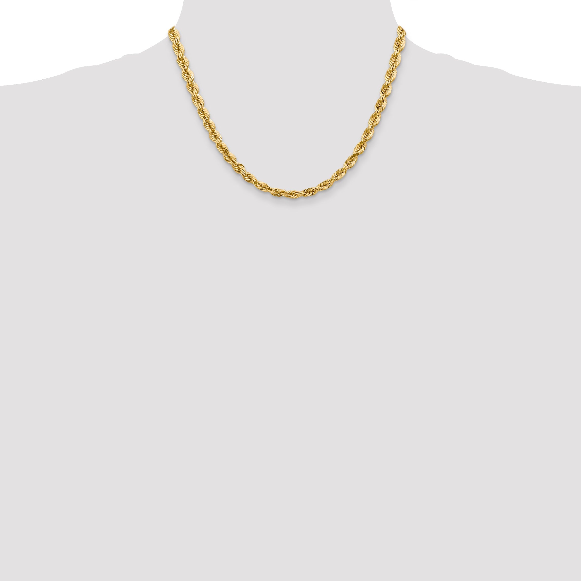 14k Yellow Gold 18 inch 5.5mm Diamond-cut Rope with Lobster Clasp Chain Necklace