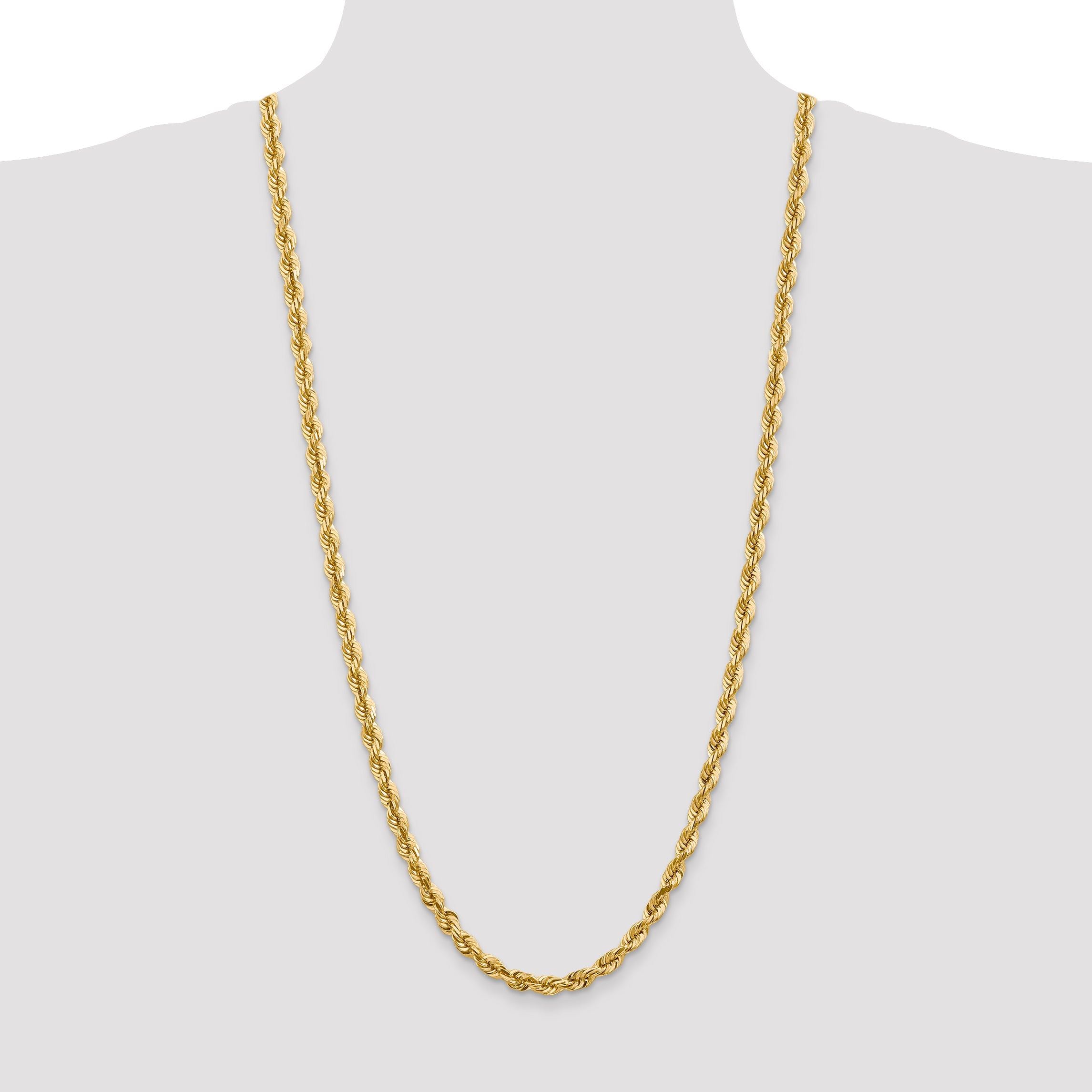 14k Yellow Gold 30 inch 5.5mm Diamond-cut Rope with Lobster Clasp Chain Necklace
