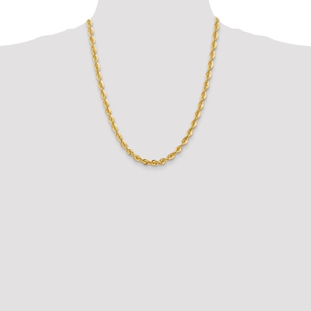 14k Yellow Gold 22 inch 6mm Regular Rope with Lobster Clasp Chain Necklace