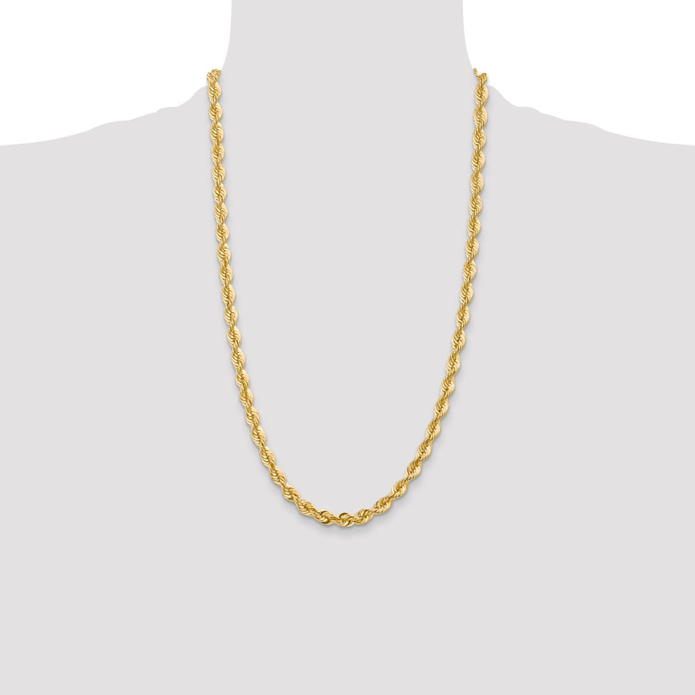 14k Yellow Gold 26 inch 6mm Regular Rope with Lobster Clasp Chain Necklace
