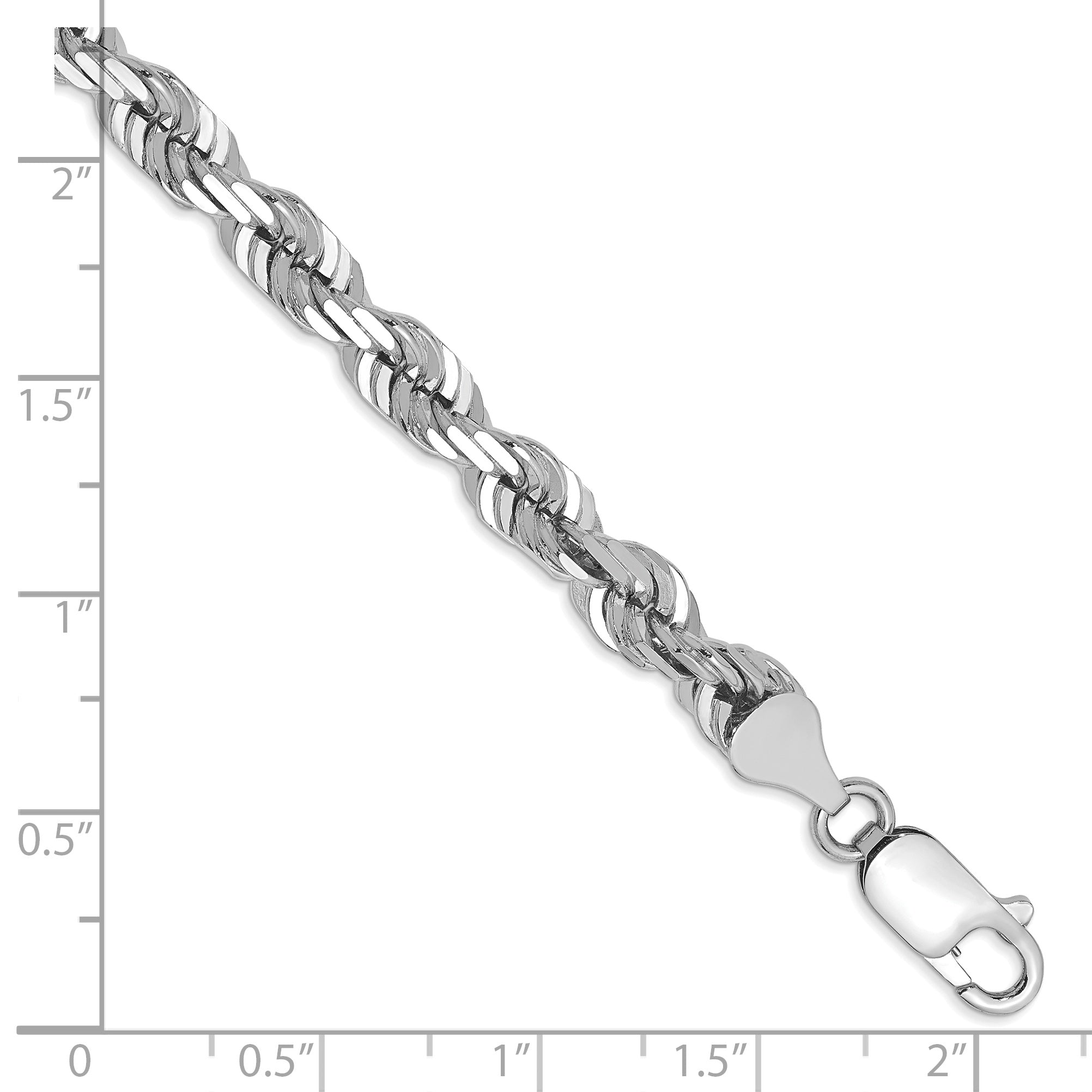 14k White Gold 8 inch 5.5mm Diamond-cut Rope with Lobster Clasp Chain Bracelet