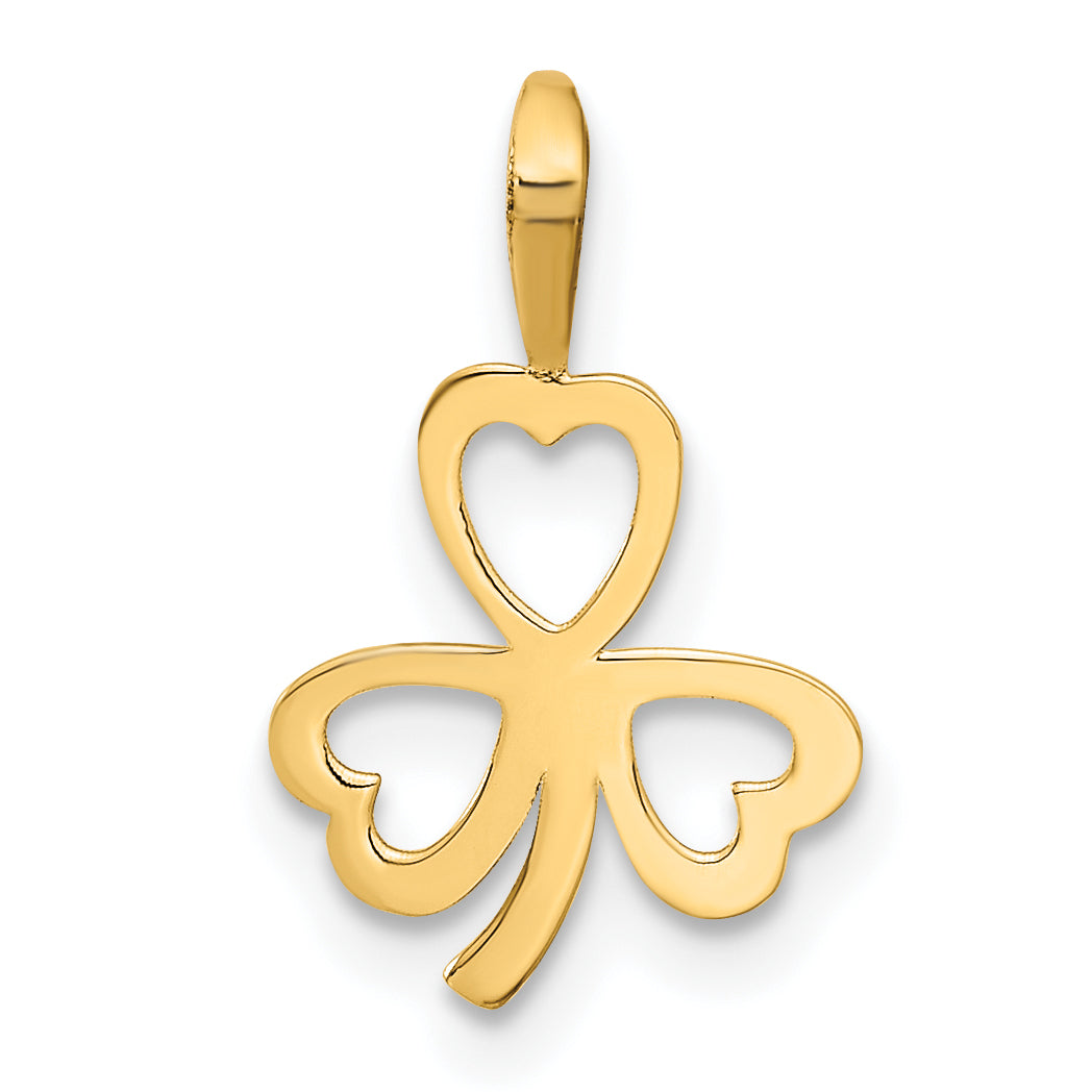10K Yellow Gold Heart Clover Charm