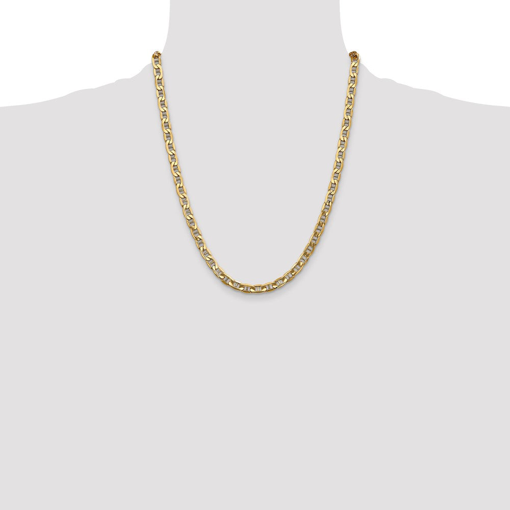 22 Inch 10K Yellow Gold 10K 5.5mm Semi-Solid Anchor Chain Necklace