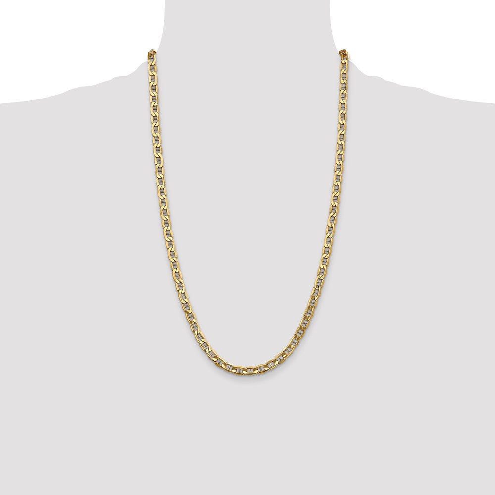 26 Inch 10K Yellow Gold 10K 5.5mm Semi-Solid Anchor Chain Necklace