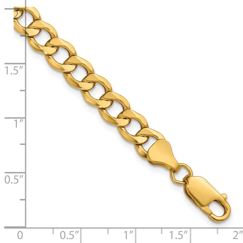 24 Inch 10k Yellow Gold 6.5mm Semi-Solid Curb Link Chain Necklace