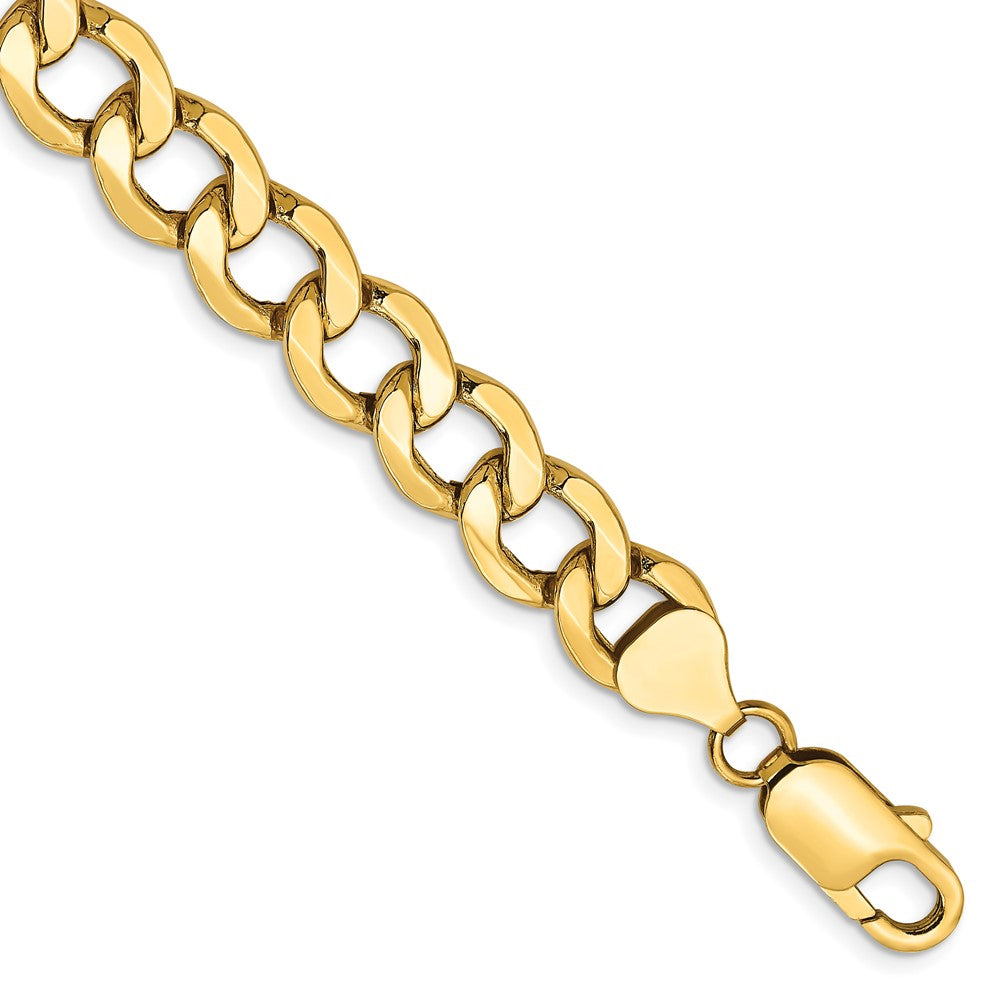 9 Inch 10K Yellow Gold 10K 9mm Semi-Solid Curb Chain Bracelet