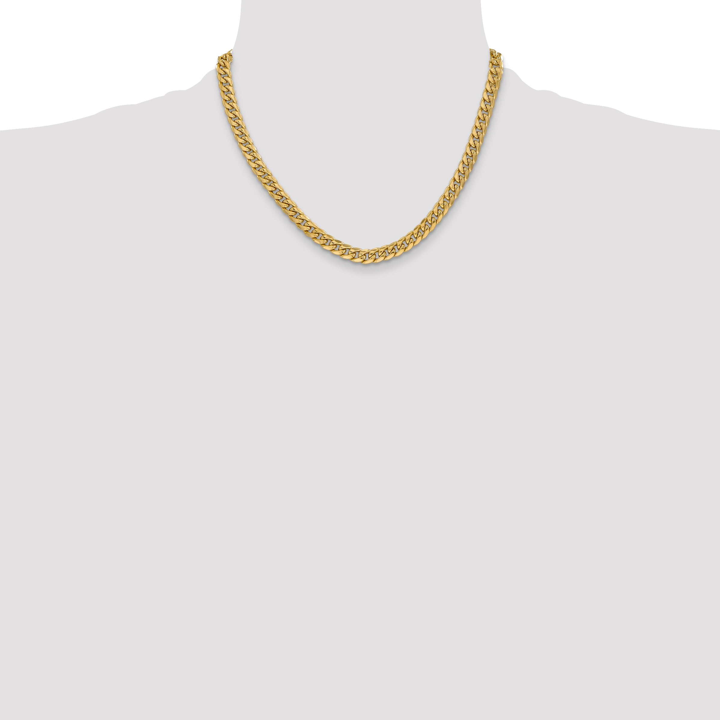 18 Inch 10K Yellow Gold 6mm Semi-Solid Miami Cuban Chain Necklace