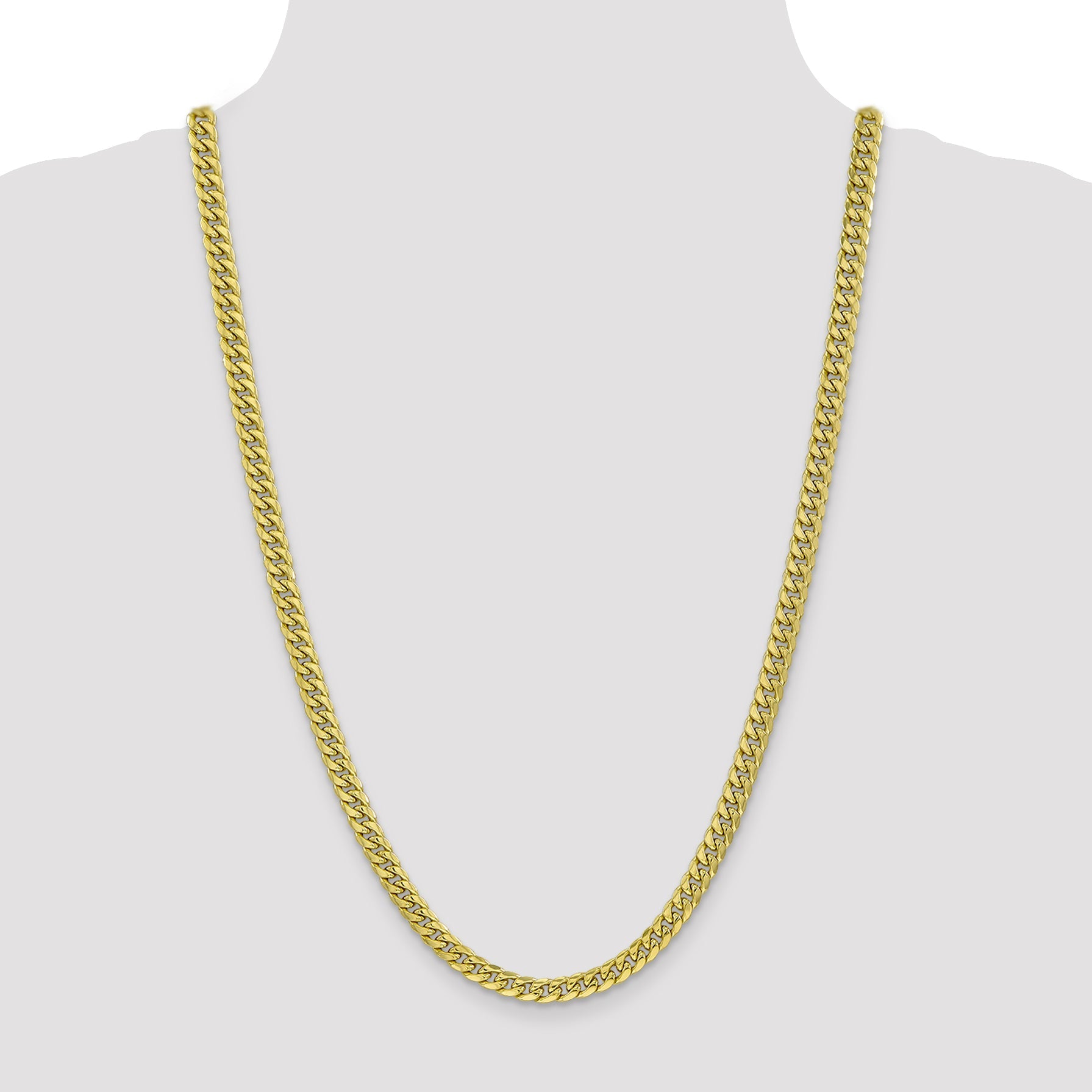 26 Inch 10K Yellow Gold 6mm Semi-Solid Miami Cuban Chain Necklace