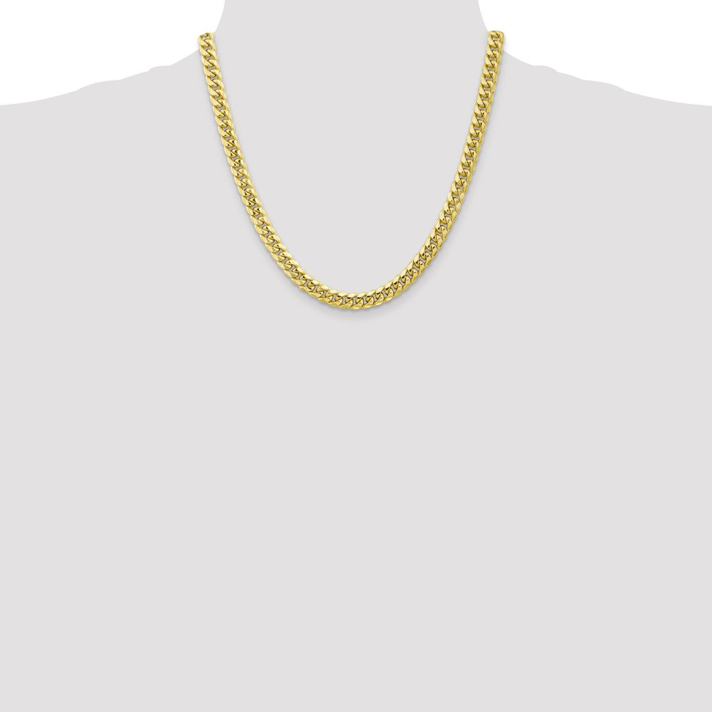 2 Inch 10K Yellow Gold 6.75mm Semi-Solid Miami Cuban Chain Necklace