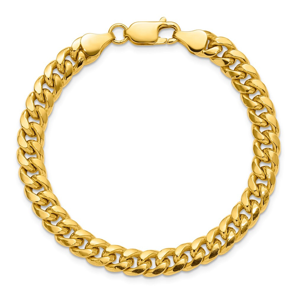 9 Inch 10K Yellow Gold 6.75mm Semi-Solid Miami Cuban Chain Bracelet